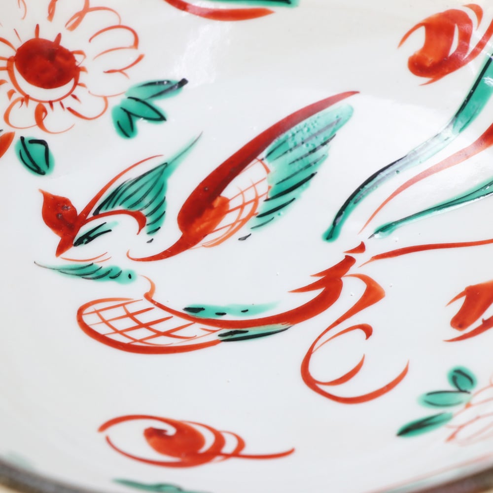 手描き赤絵鳳凰 鉢【美濃焼】／皿・手作り・ハンドメイド・和風