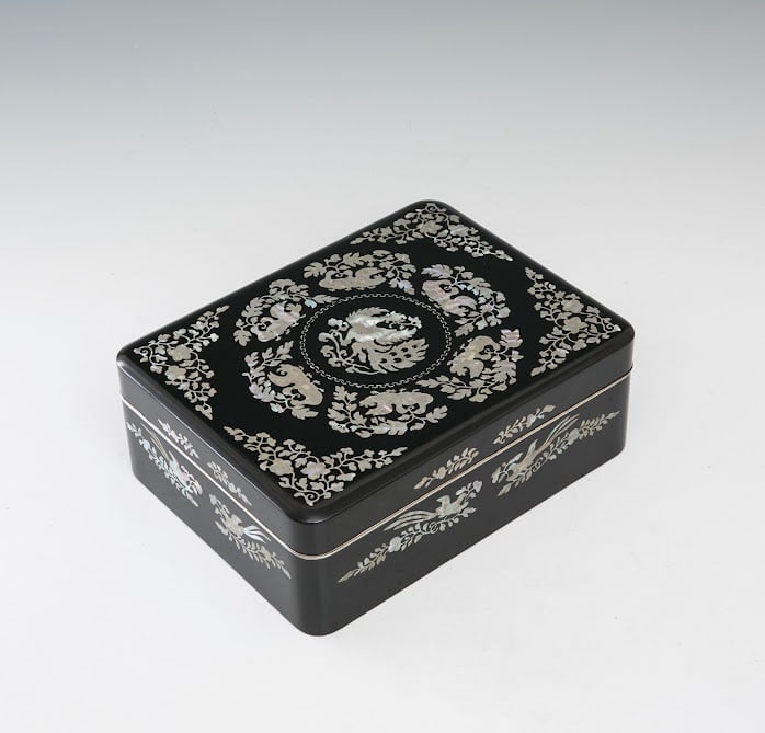 正倉院文様 鳳凰 螺鈿 内総梨子地 御手箱 青紫園 奈良漆器 文箱 文庫