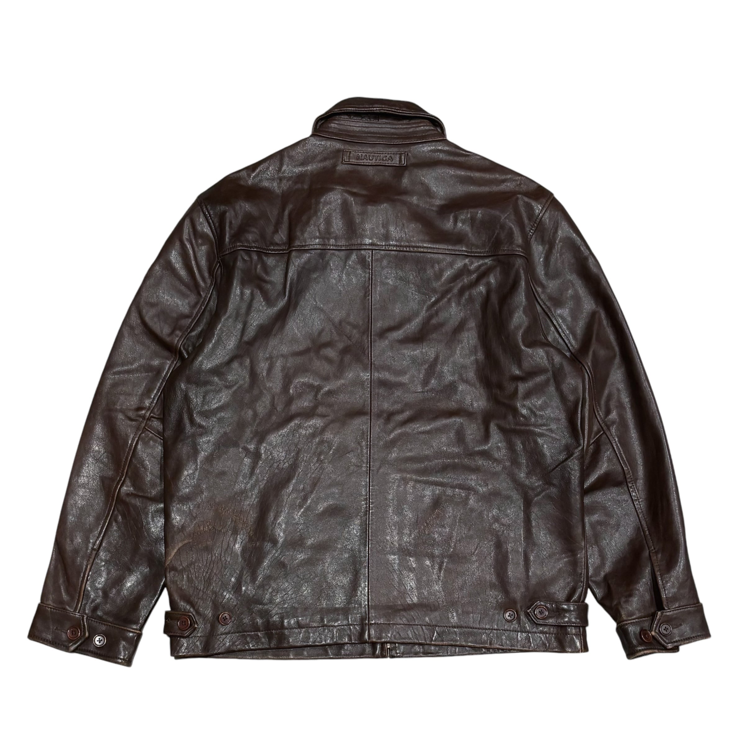 Nautica 名作 レザージャケット 90s 46 大きいサイズ ノーティカ