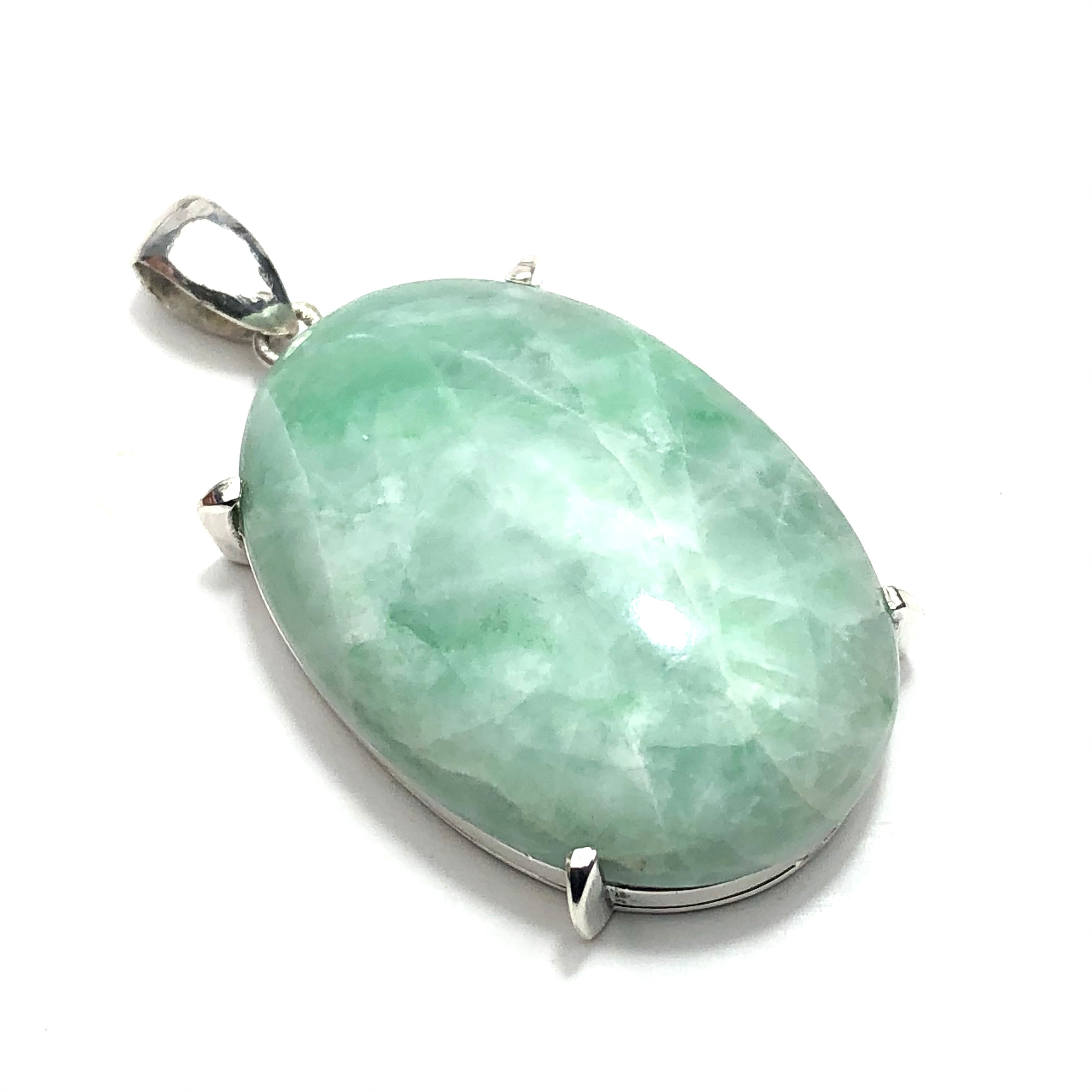 アンティーク翡翠ペンダント兼ブローチ 透かし柄の花鳥図透明感の良い