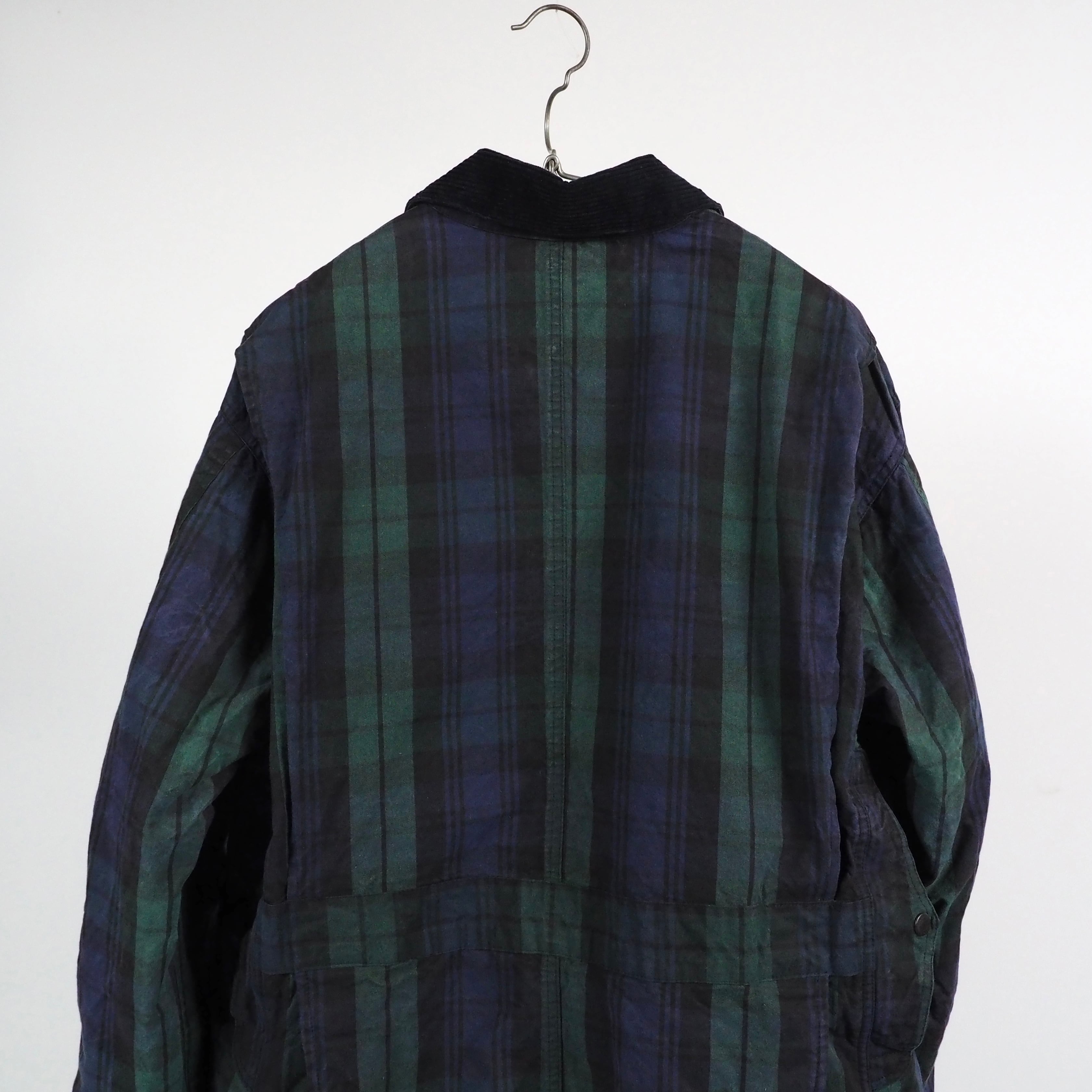 Polo by Ralph Lauren black watch waxed hunting jacket L 80's ポロ