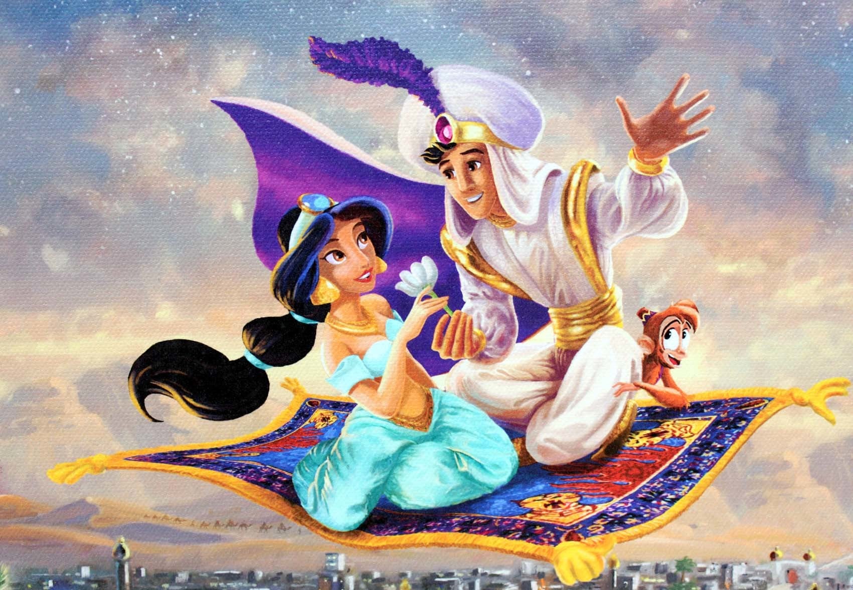 ディズニー「アラジン」作品証明書 展示用フック付キャンバスジークレ