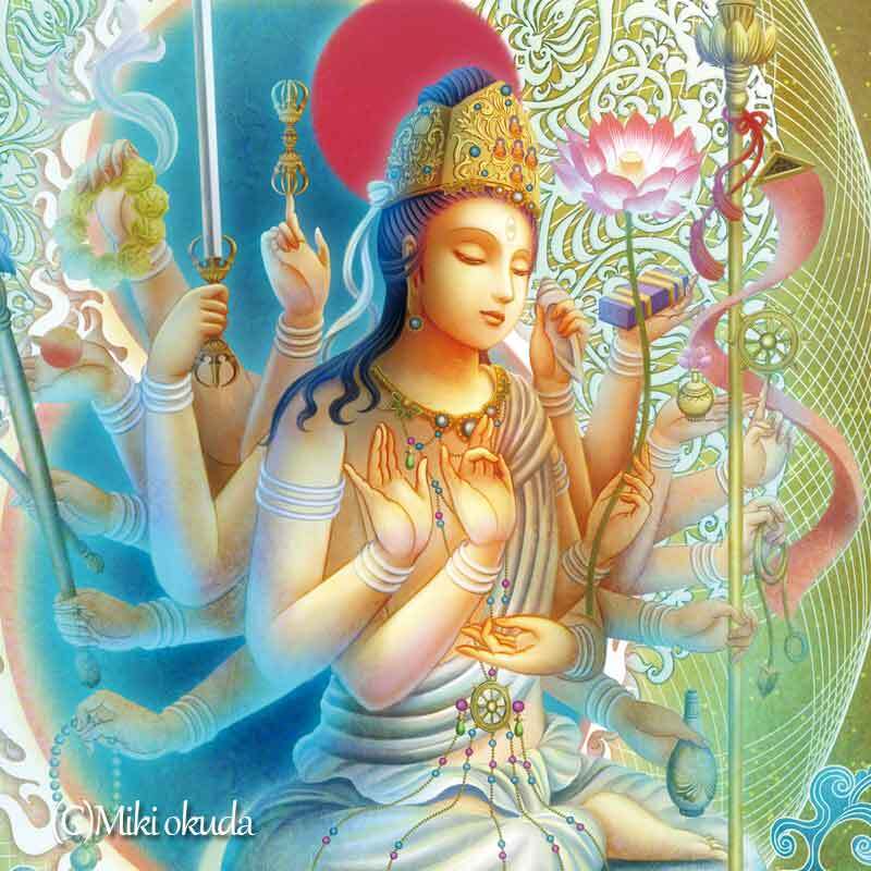 観音菩薩・准胝観音菩薩】Sサイズ│観音様イラスト│仏画│開運画