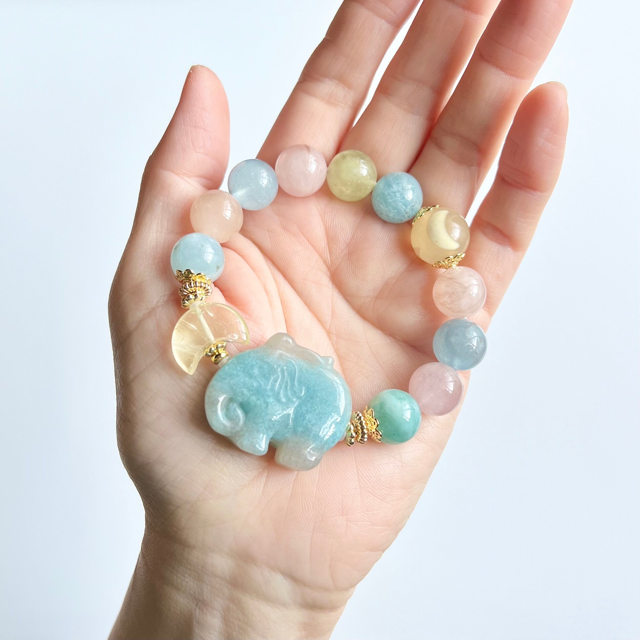 トロレアイト 象 ミックスベリル 天然石 ブレスレット | ほしブレス