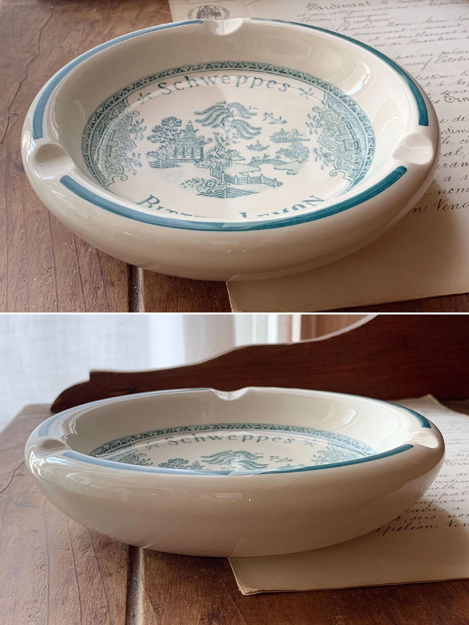 Gien社製 陶器の灰皿 Schweppes シュウェップス | Brocante de La