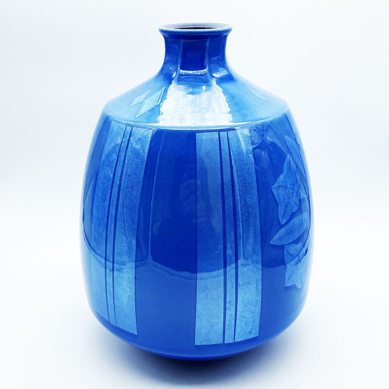 504995 中田一於 作 淡青釉裏銀彩 花瓶（茶道具）陶芸家・壷・花入・