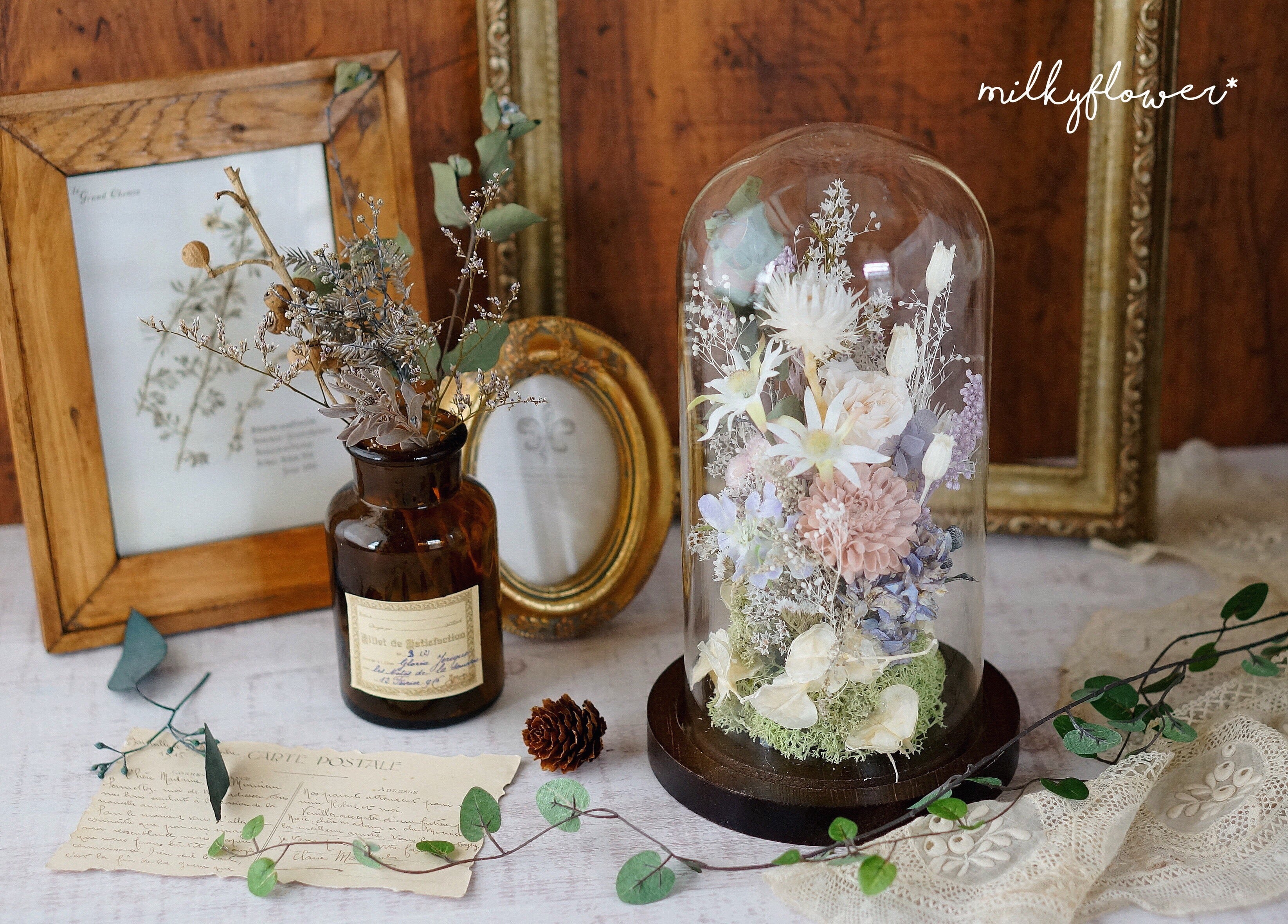 森の世界のガラスドーム＊ ナチュラルMilkyフラワー＊ | MilkyFlower*