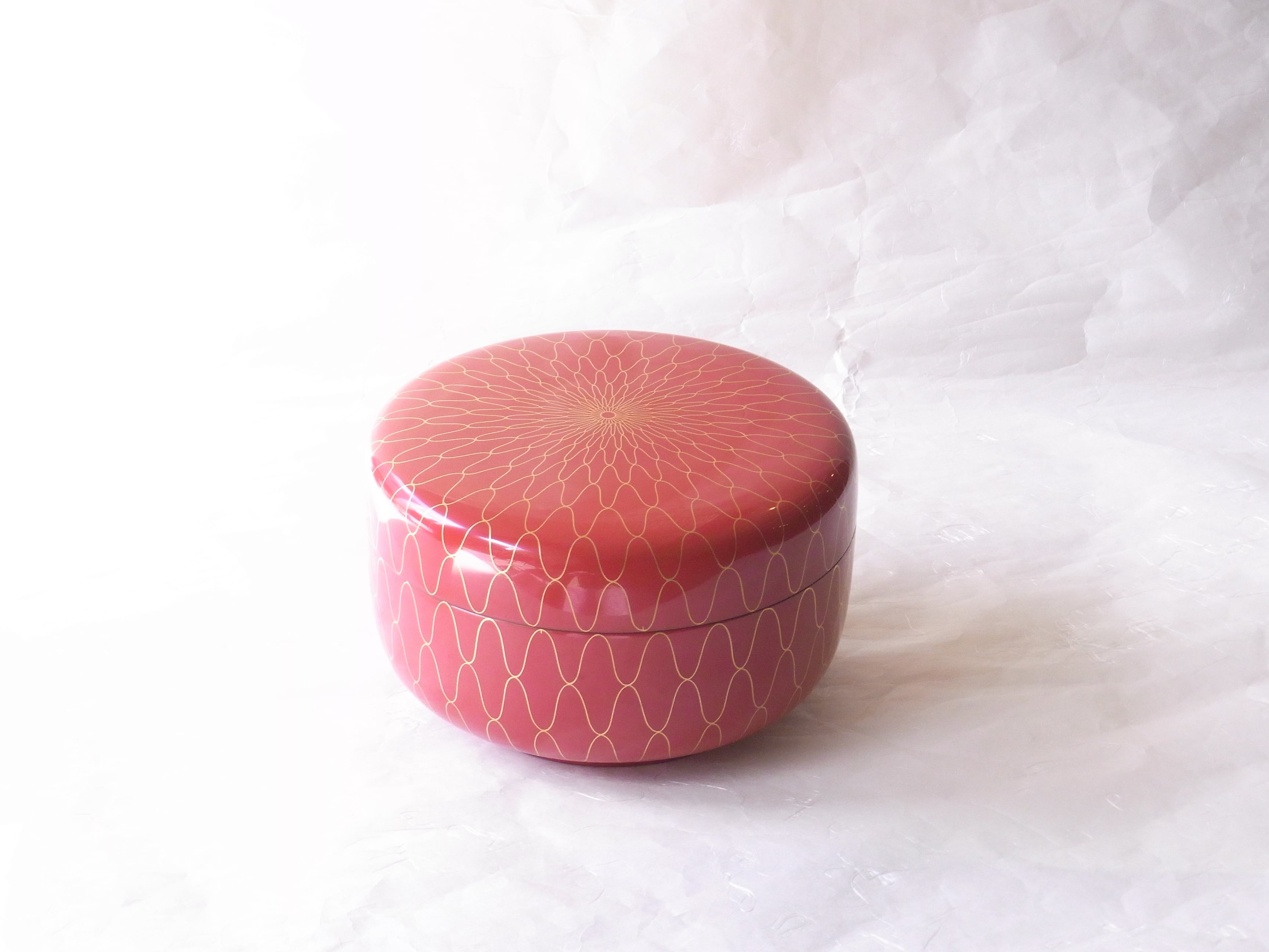 山中塗 木製 食籠（じきろう）網目 朱 うるし塗 干菓子器付 | 小林漆陶