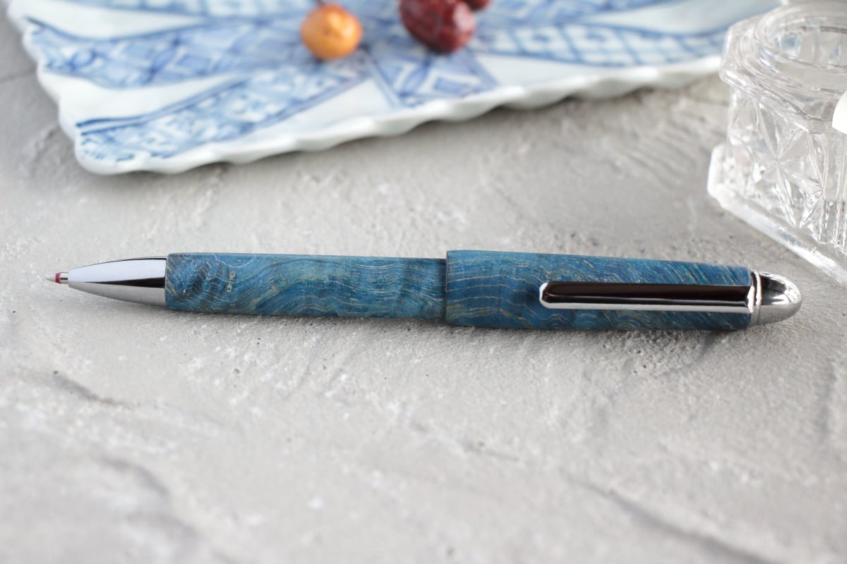 スタビライズドウッド メイプルバール 楓瘤杢 ネイビーブルー・多機能