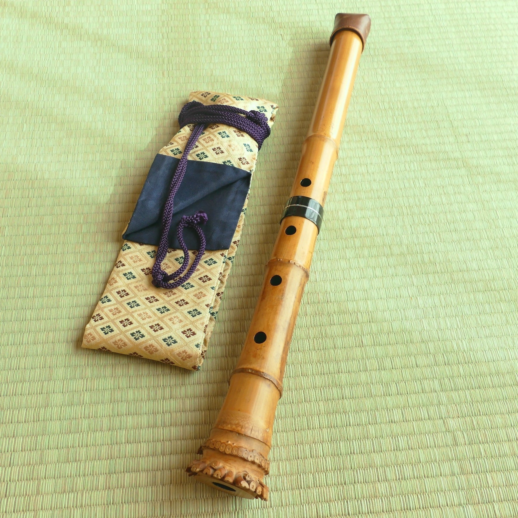 58 値下げ 尺八 一尺八寸管 銘 古京 三印 玉水銘-