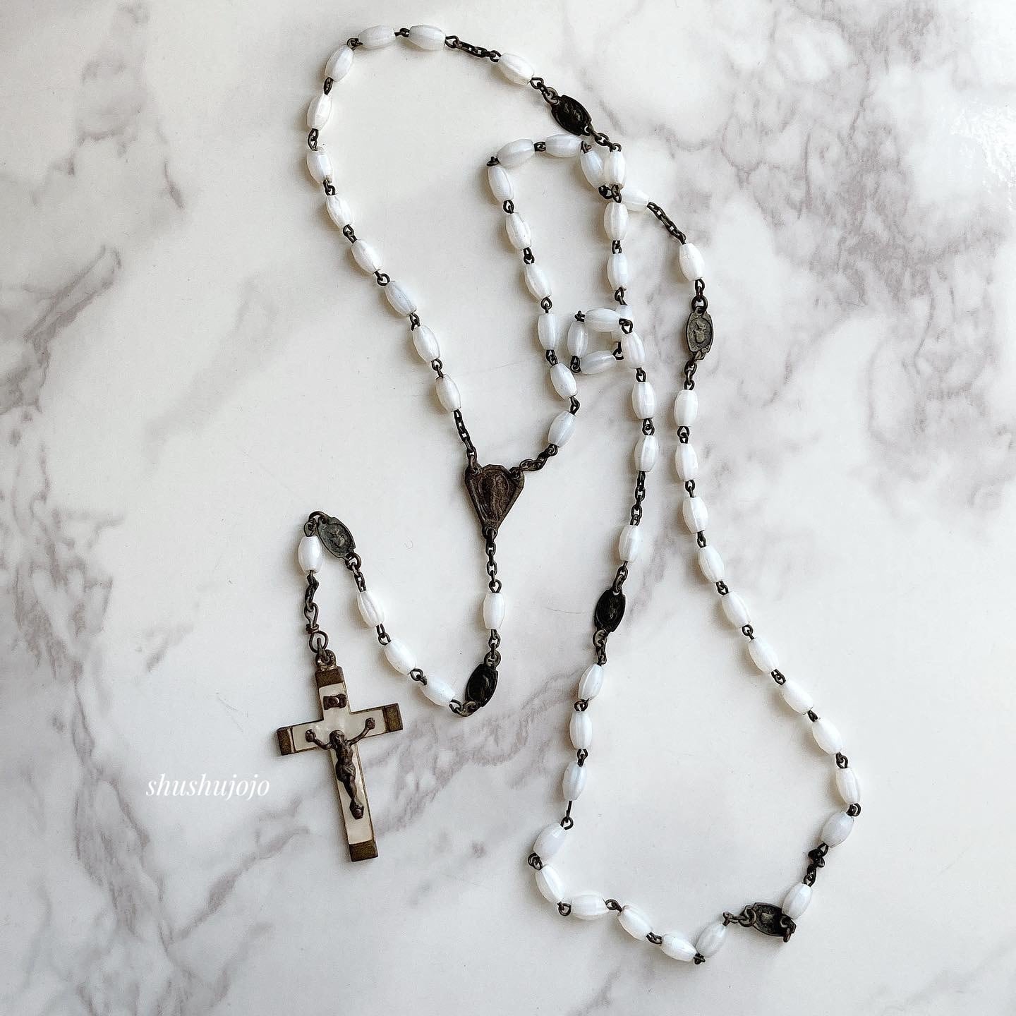 アンティーク カタコンベの土入り 十字架 クロス ロザリオ ペンダント