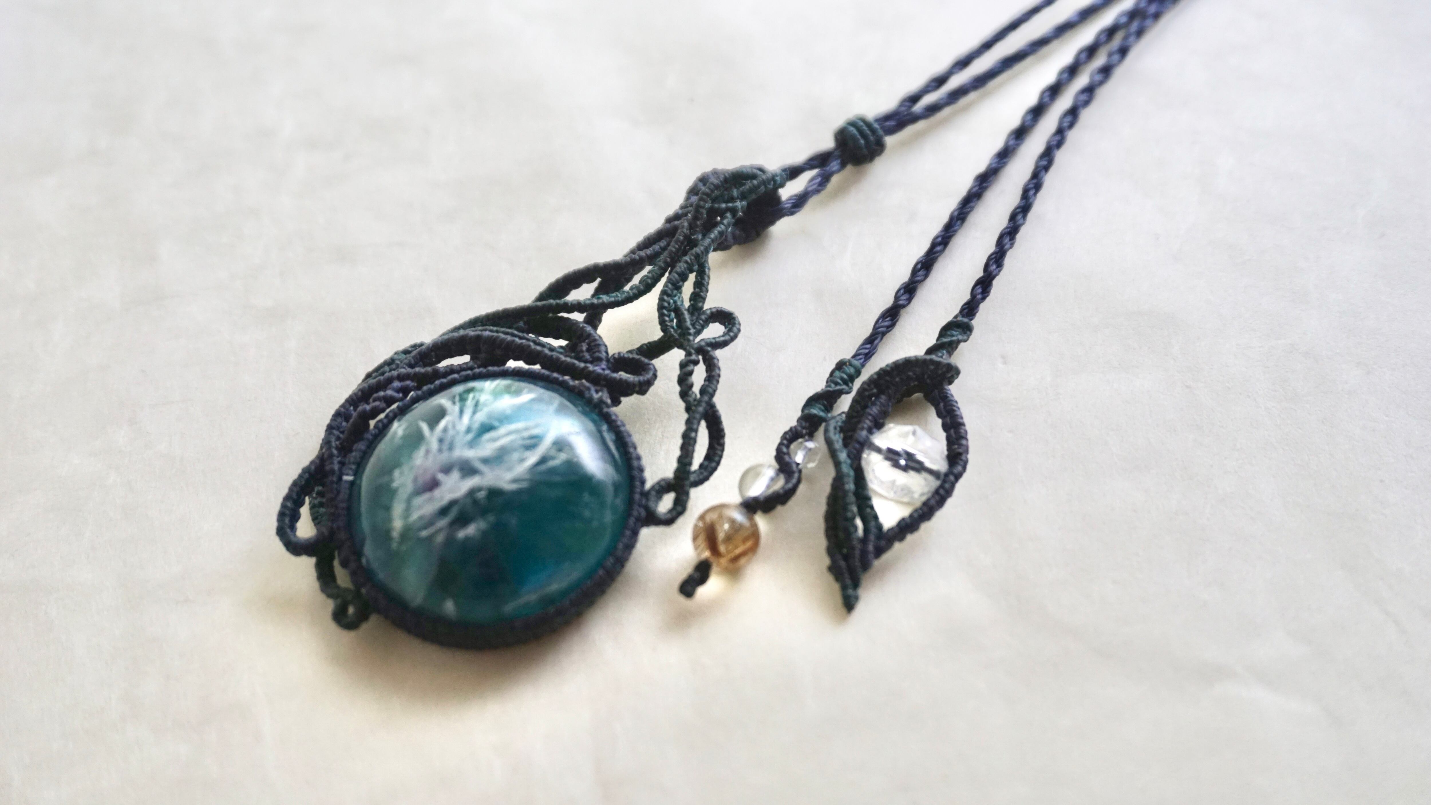 高品質 エンジェルフェザーフローライト マクラメ編みネックレス 2 高