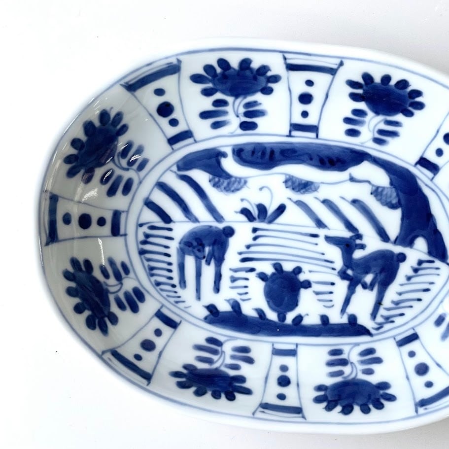 1点限り/SALE》芙蓉手双鹿図小判皿（中） | 和食器のすべて