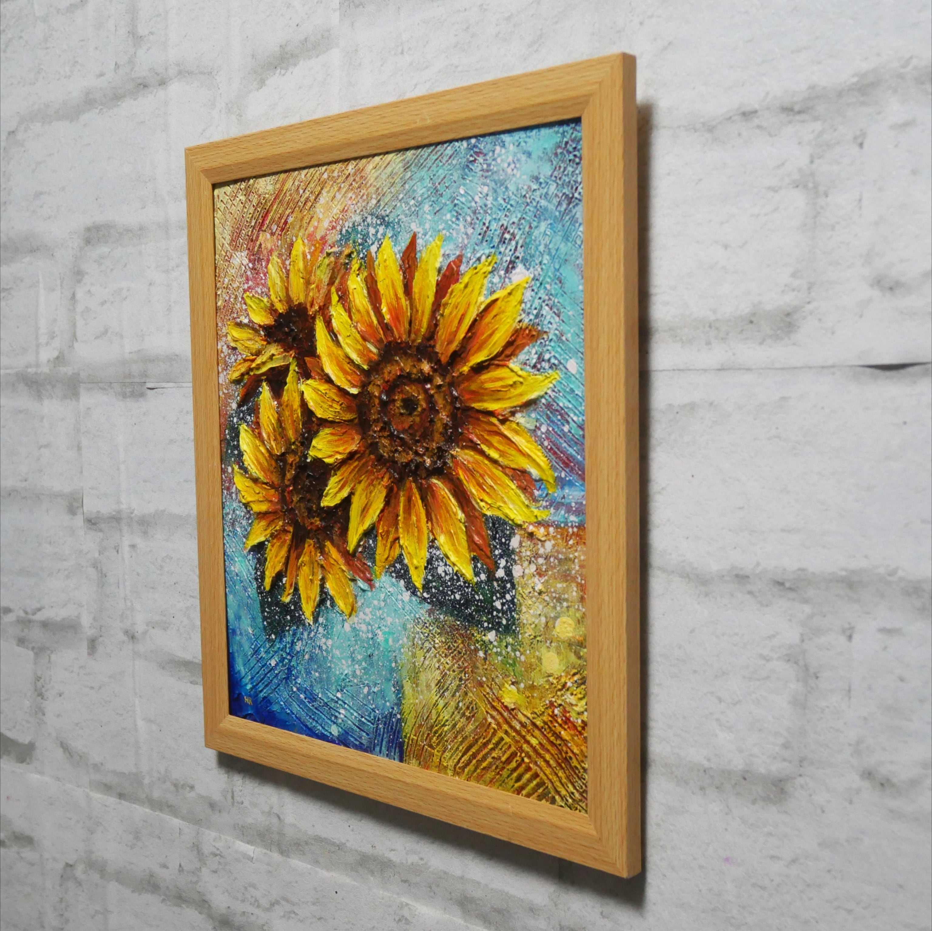 油絵 油彩 油彩画 絵 絵画【海とひまわりのハーモニー】 油絵 油彩