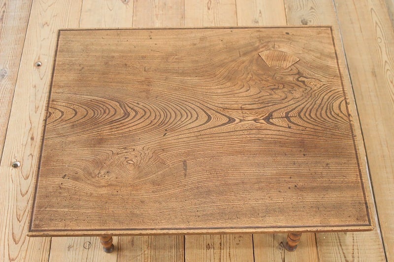 レトロアンティーク家具、 欅 けやき無垢材 座卓 文机 ちゃぶ台