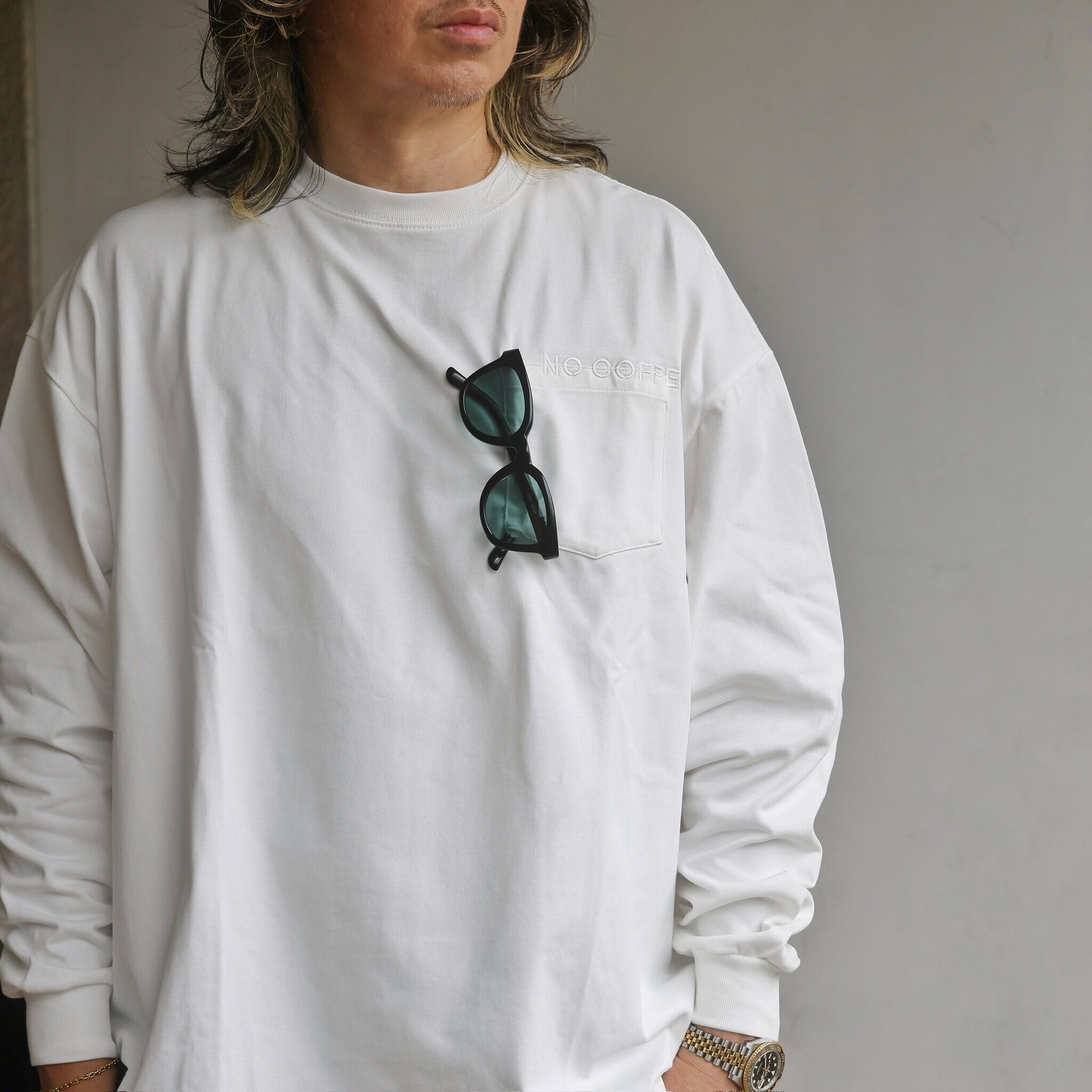 NO COFFEE HEAVY WEIGHT OVERSIZED SUNGLASSES POCKET L/S Tシャツ