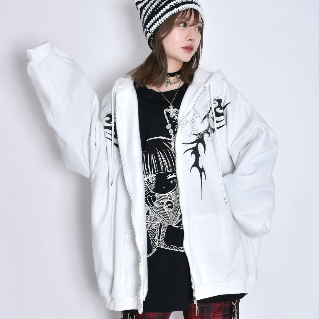 ラインストーン トライバルZIPパーカー(裏起毛) | VOLCAN&APHRODITE