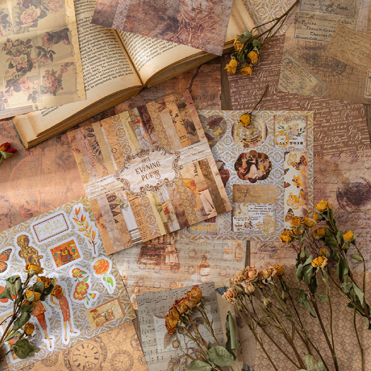 コラージュ素材 背景紙 素材紙 6種 20枚入 デザペ デザインペーパー