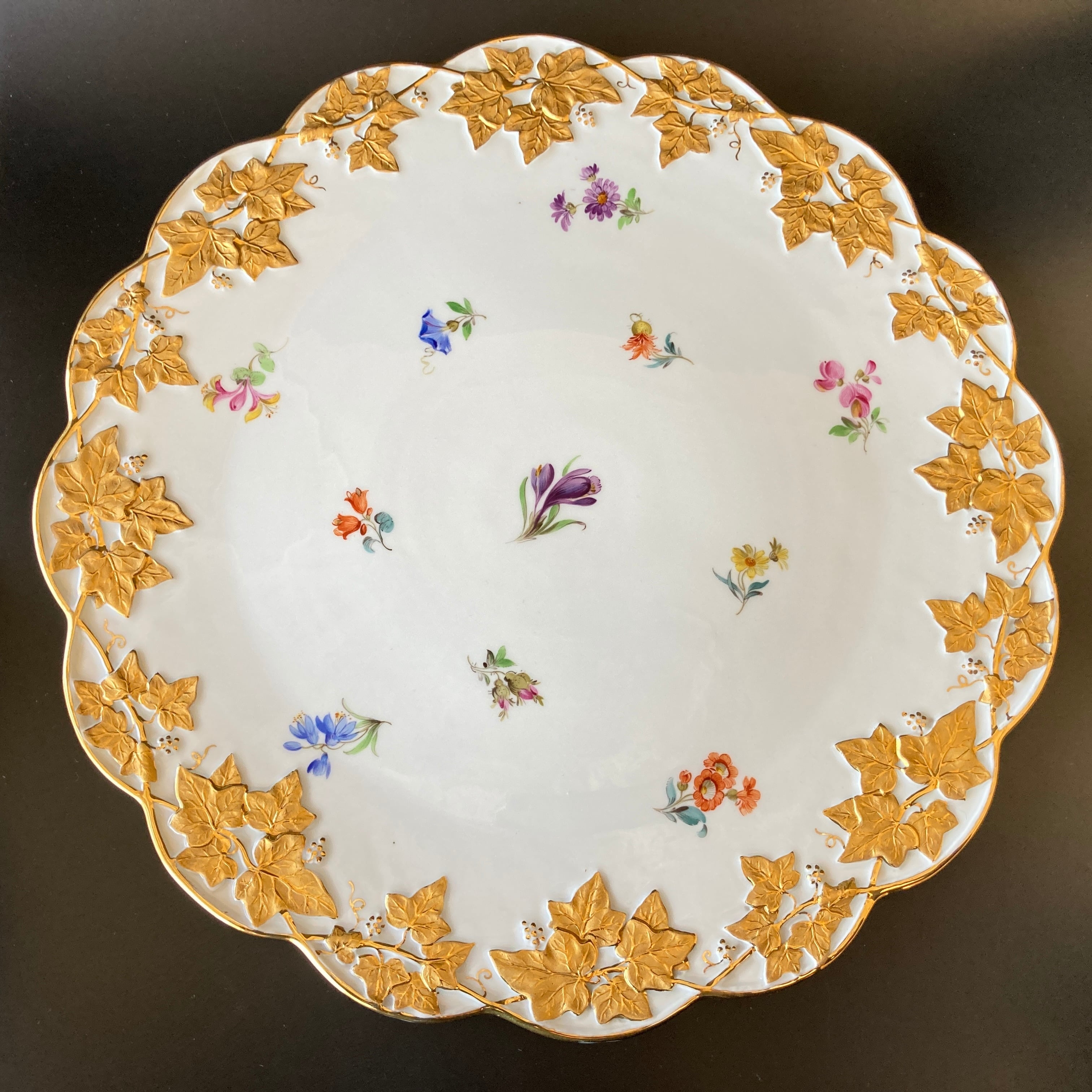 アンティーク マイセン プレート金彩立体レリーフ