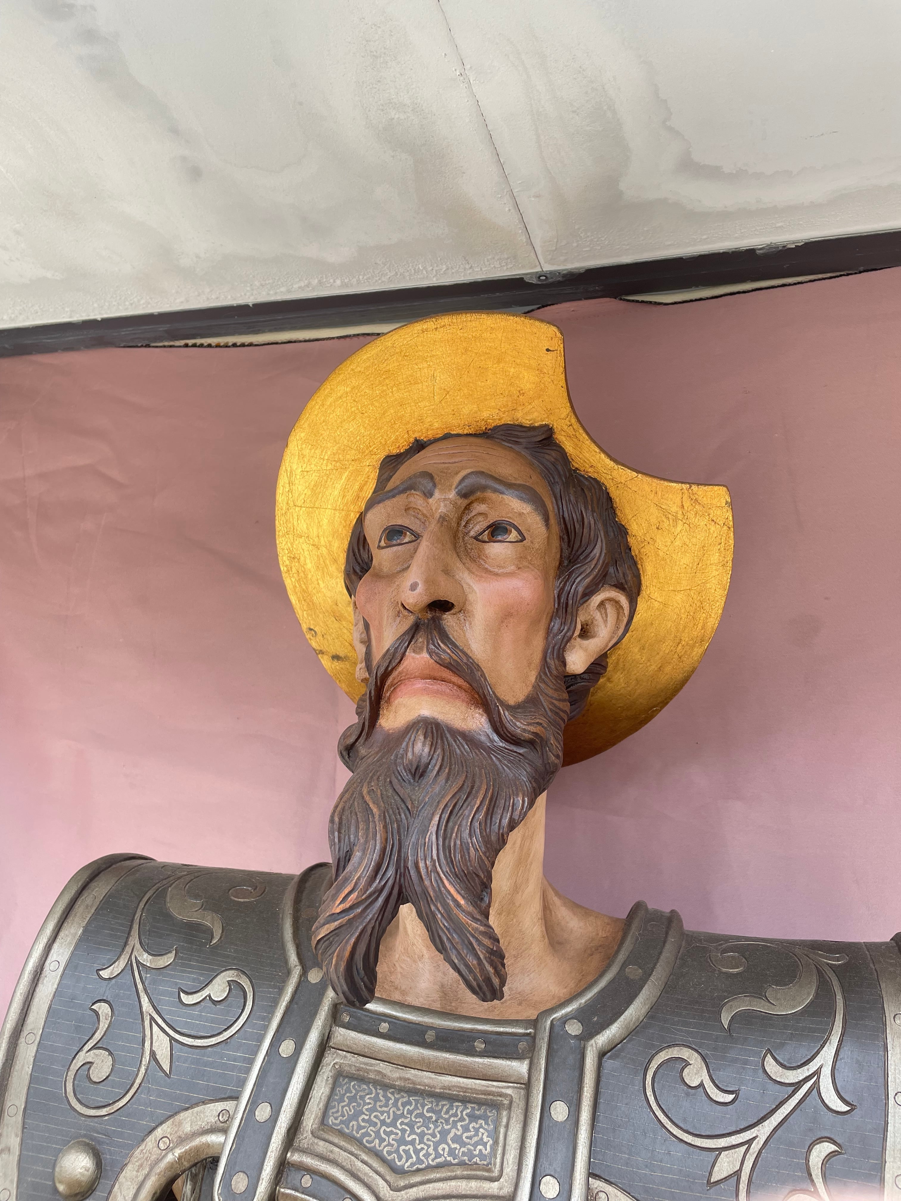 大特価】ドン・キホーテとサンチョ・パンサ スペイン製木彫り木像 色