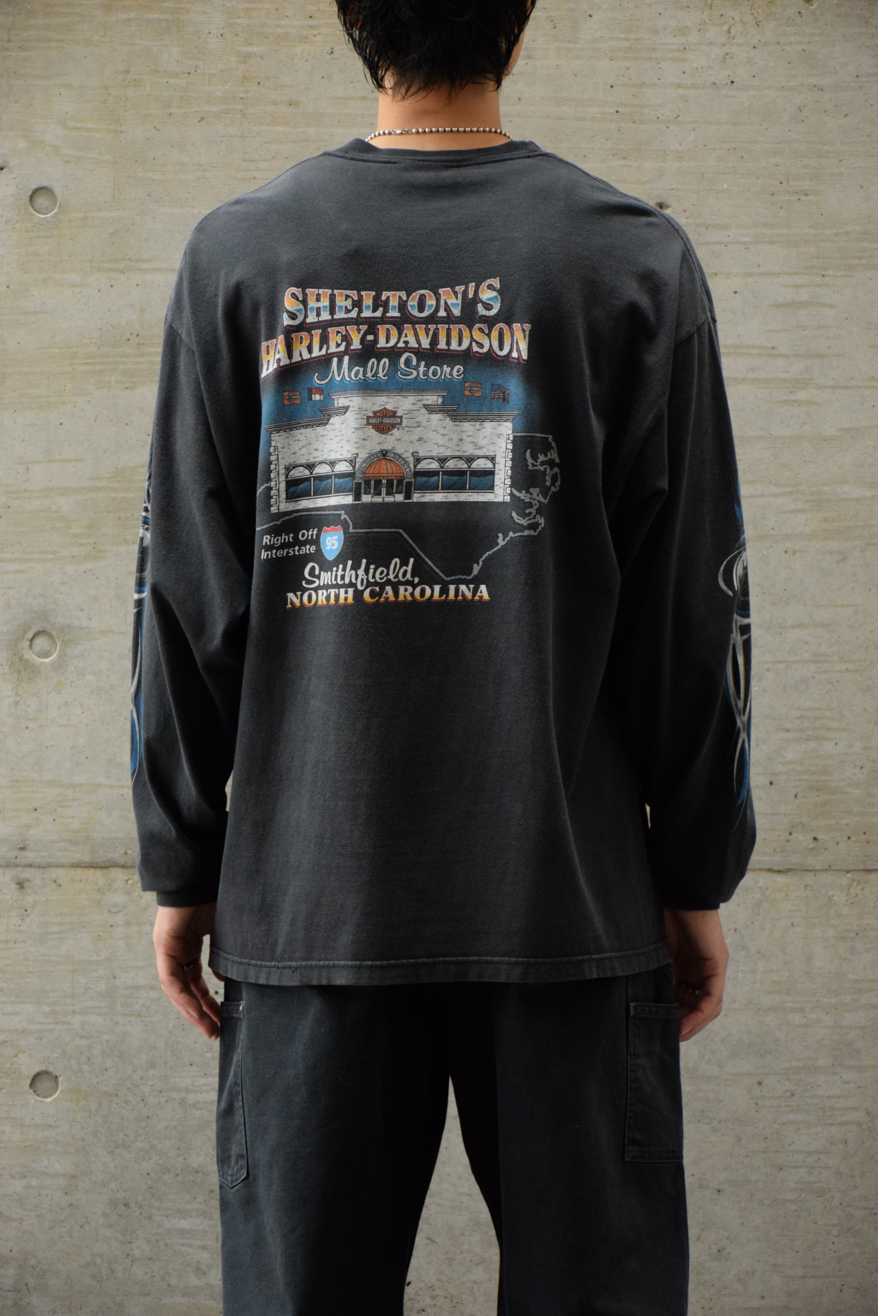 00's Harley-Davidson ロングスリーブTシャツ メンズL/XL ブラック