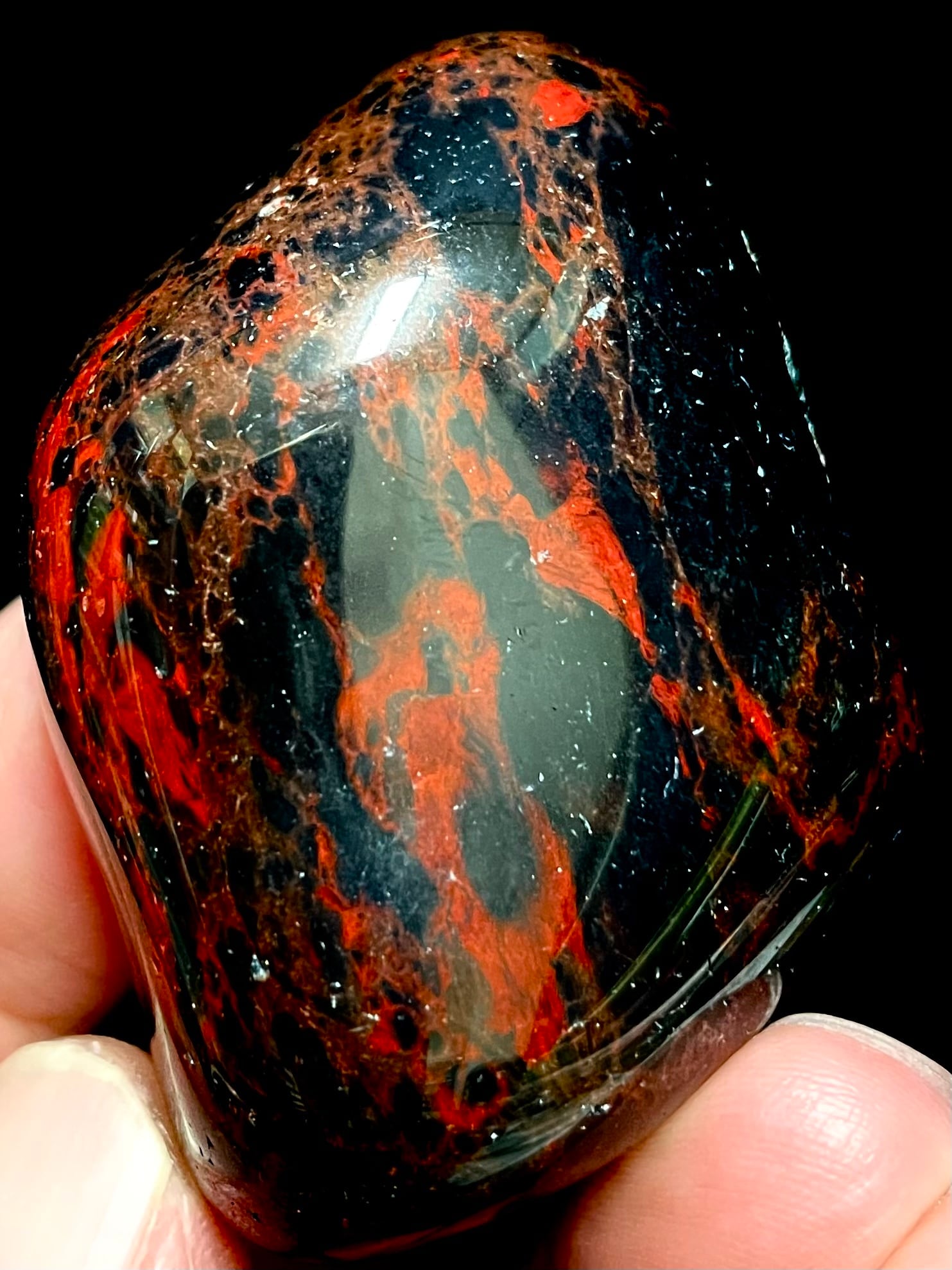 研磨品 十勝石玲瓏 複合色レインボーオブシディアン 研磨品 十勝石玲瓏