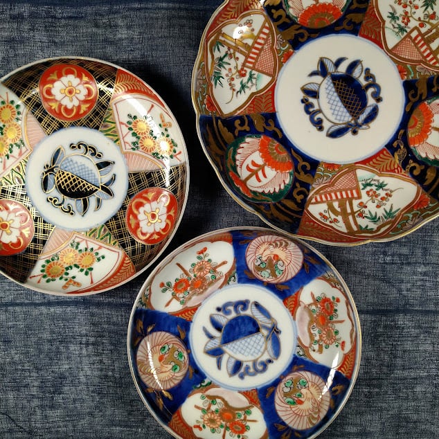 古伊万里赤絵銘々皿五客 美しい作品 r298 古伊万里赤絵銘々皿五