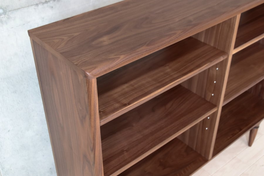 オープンシェルフ オーク 無垢材 ダークウォールナット コの字型