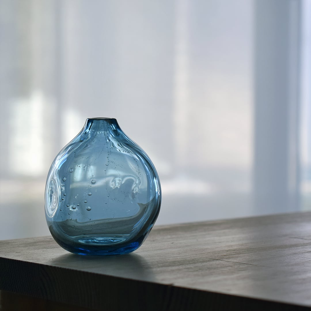 能登藍（のとブルー） 粋～sui～ 一輪挿し NBT1-15 | 能登島ガラス工房