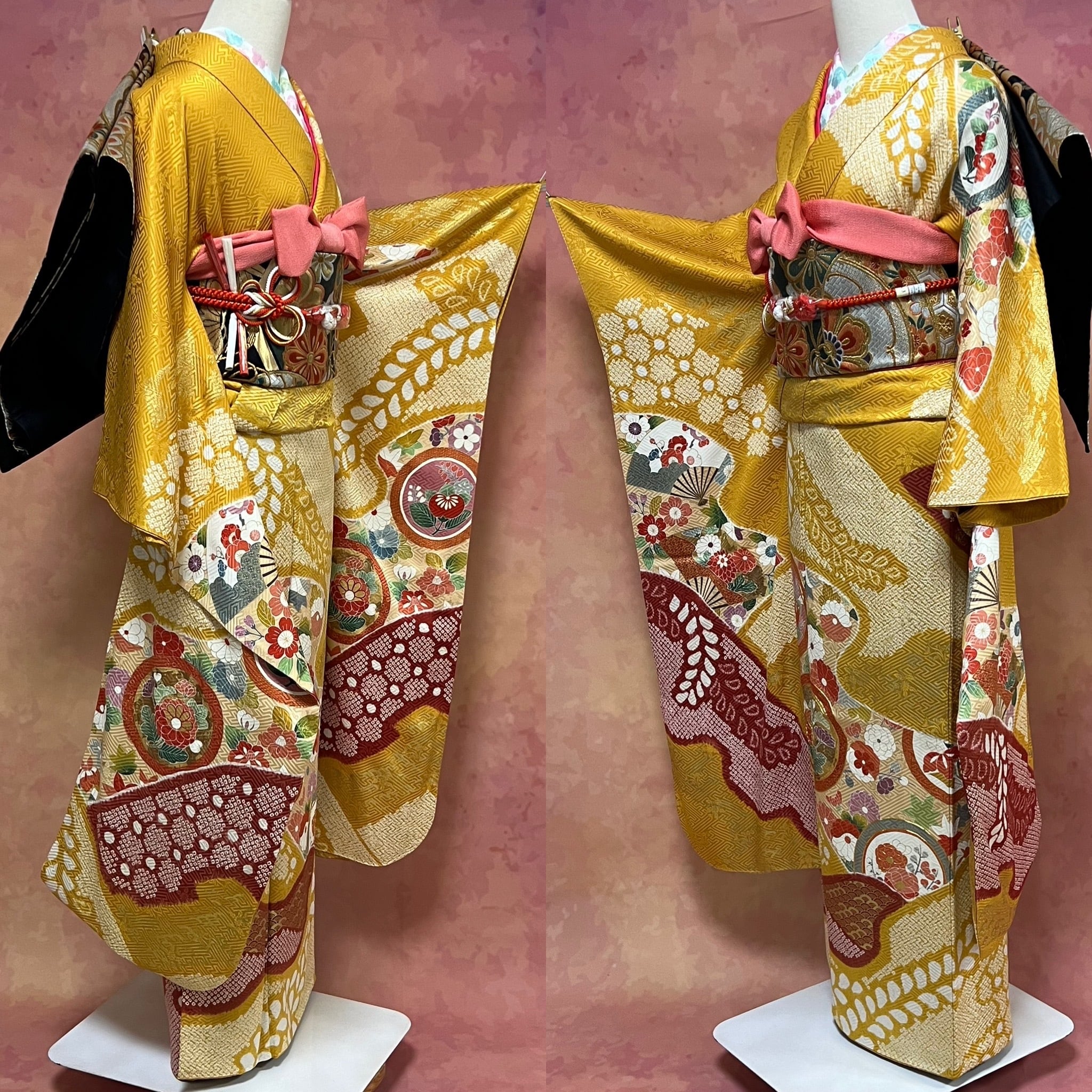 配送 成人式 振袖 長襦袢 正絹 小柄な方 振袖・長襦袢セット 小柄な方