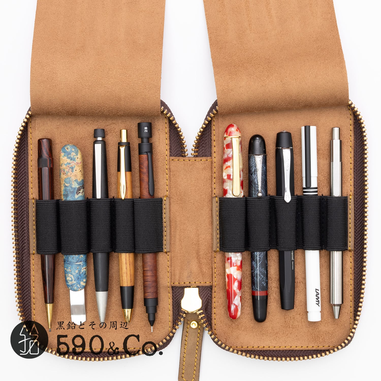 バハギア & クラフト ラウンドジップペンケース コンパクト オリーブ