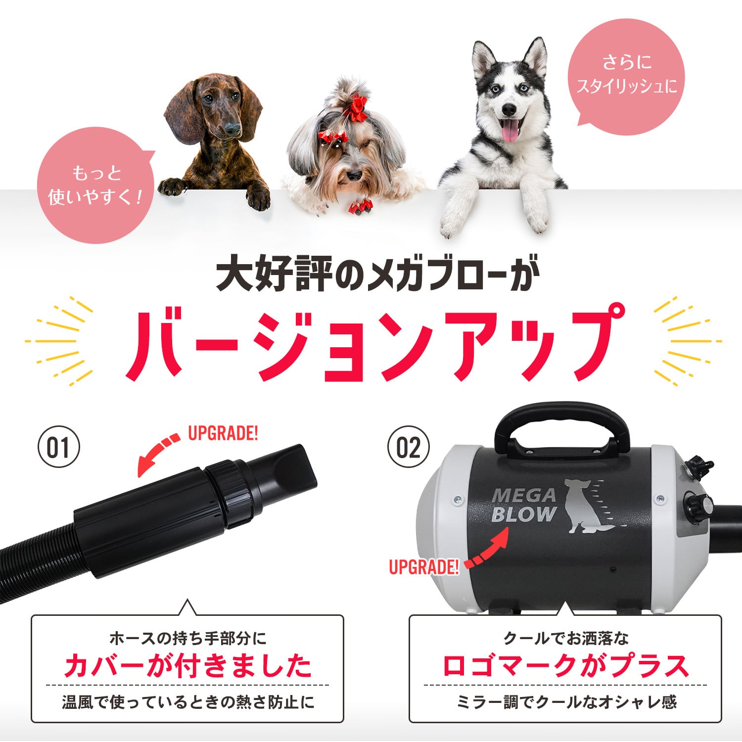 J563 犬 ドライヤー PT-006 「メガブロー」 (風量・温度無段階調節