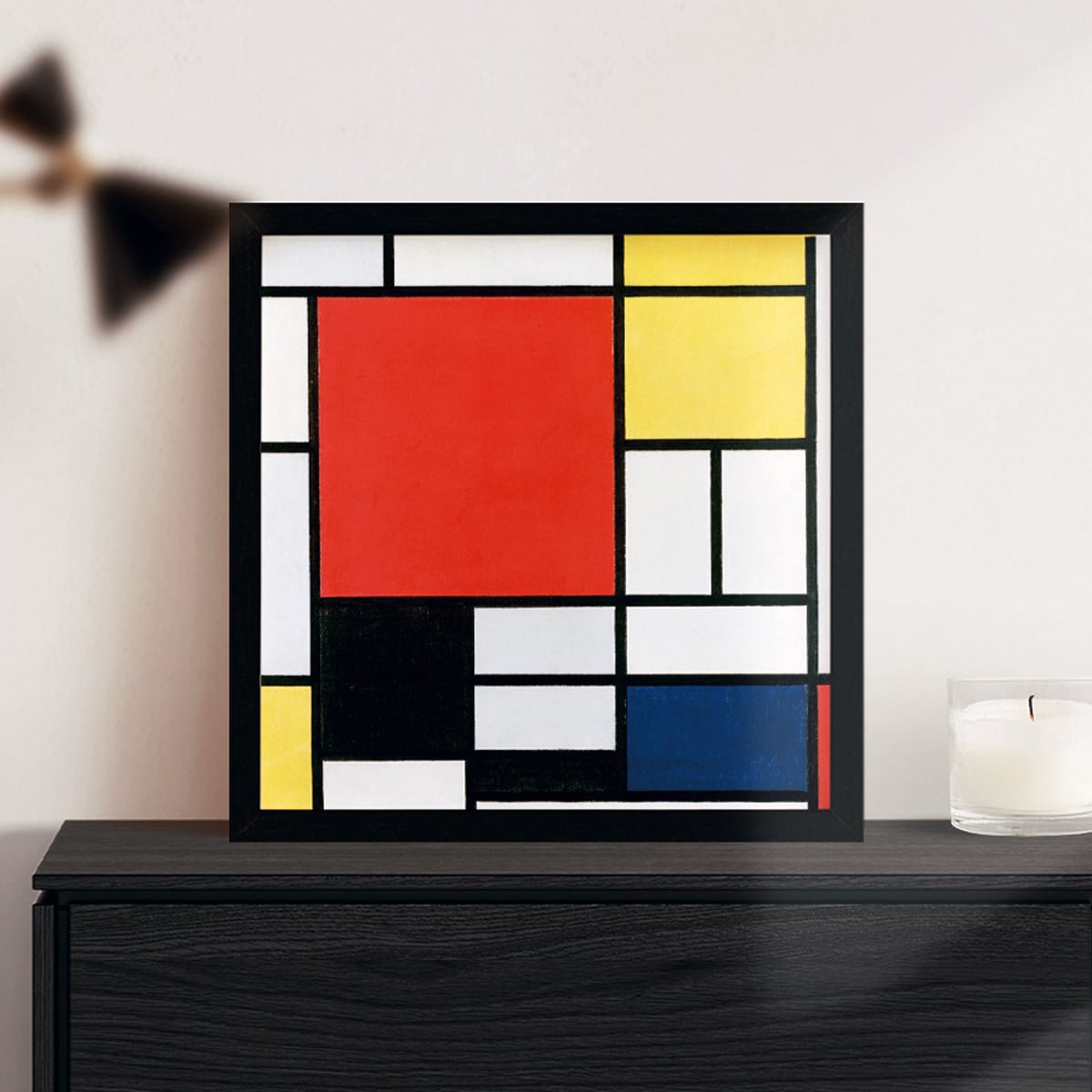 額縁付き] 赤、青、黄のコンポジション ピート・モンドリアン アート