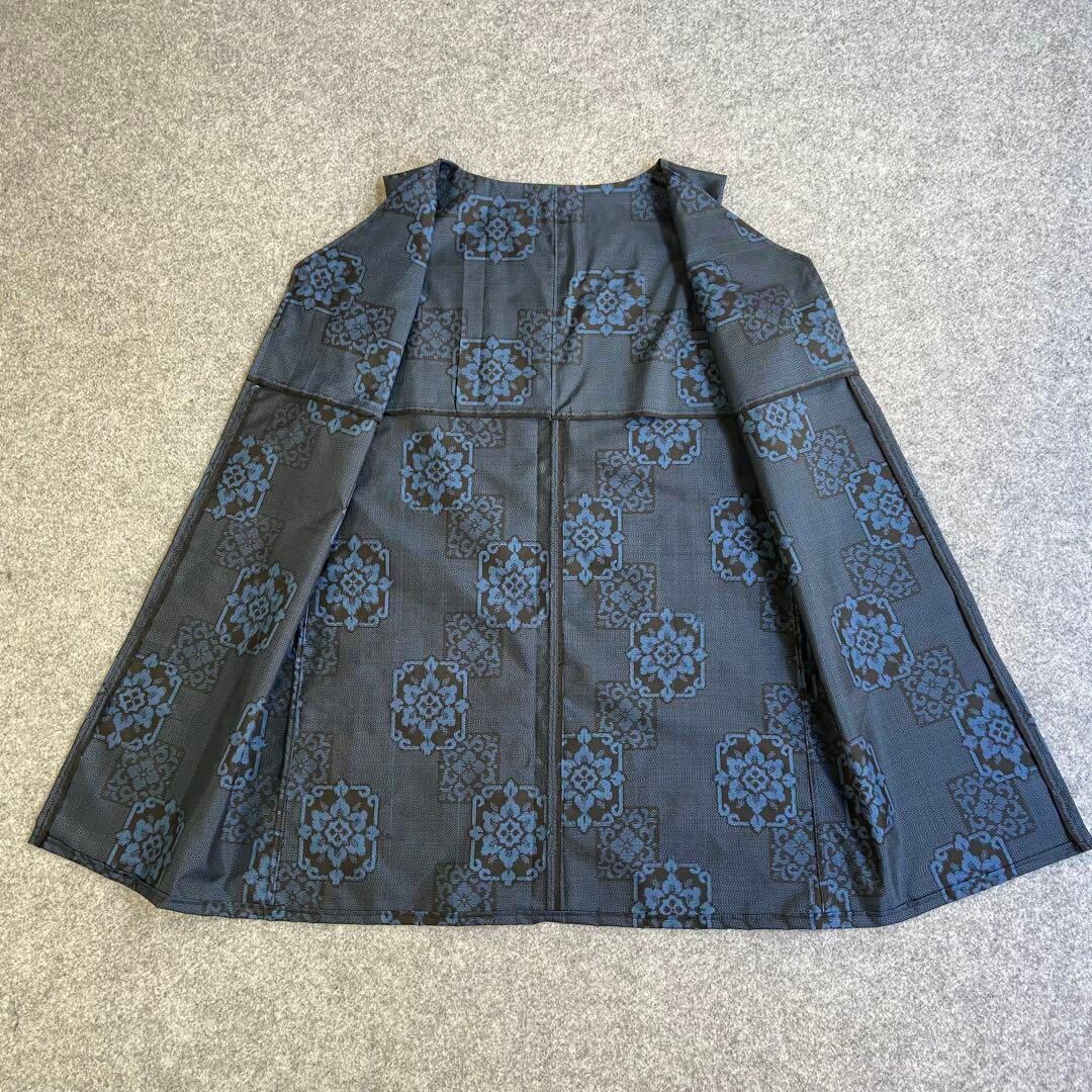 大島紬 セットアップ ロングベスト×ワイドパンツ 着物リメイク 花柄 絹