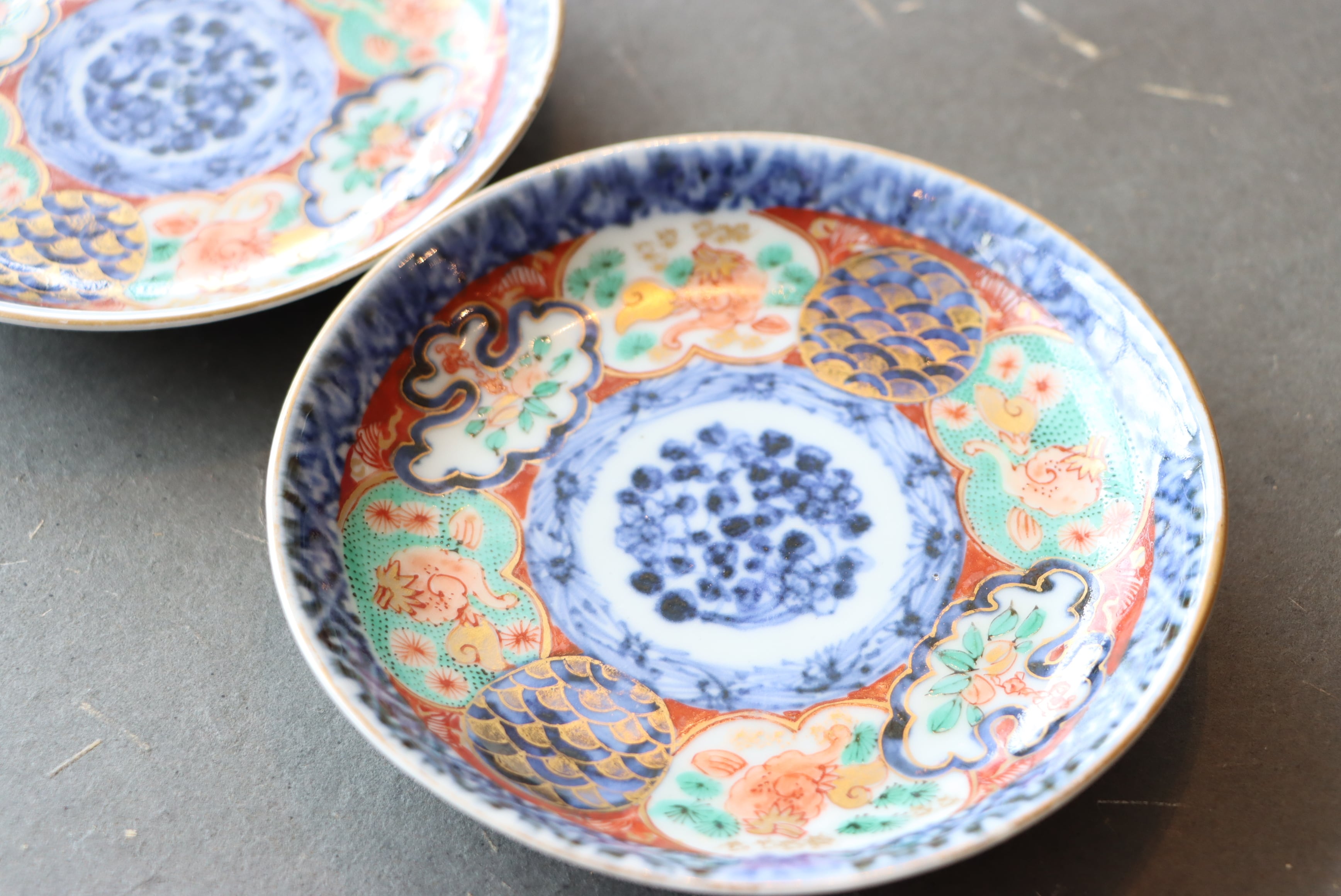 期間限定最終処分特価 古伊万里色絵 大皿五枚セット 完品 一枚