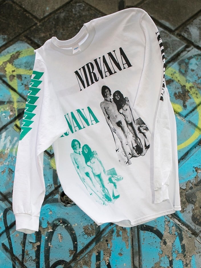 US×Jeff Ross×DUMMY NIRVANA hand print l/s T-shirts(JHON&YOKO) | dummy