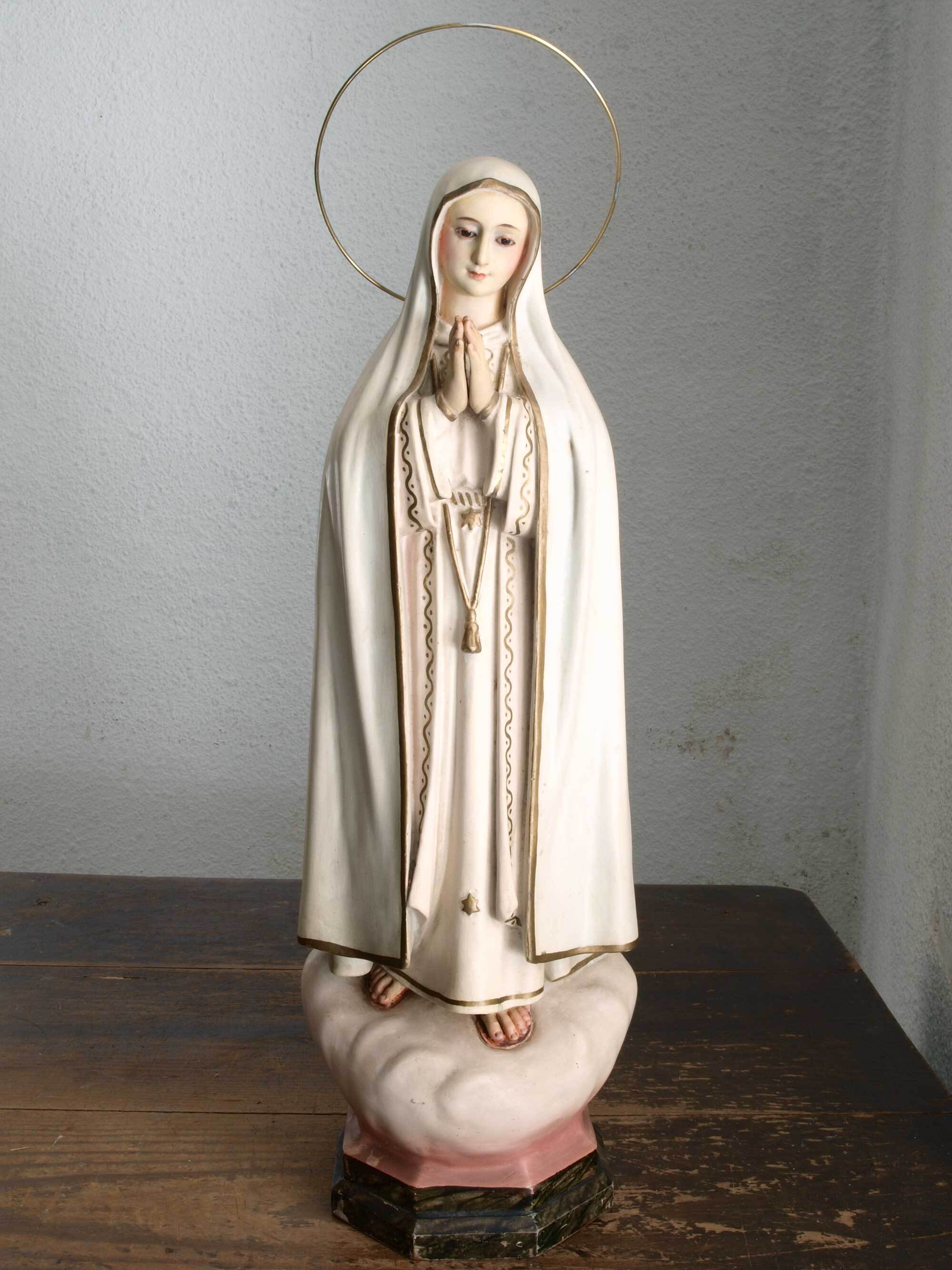 ファティマの聖母マリア像 高:48cm グラスアイカトリック 宗教彫刻