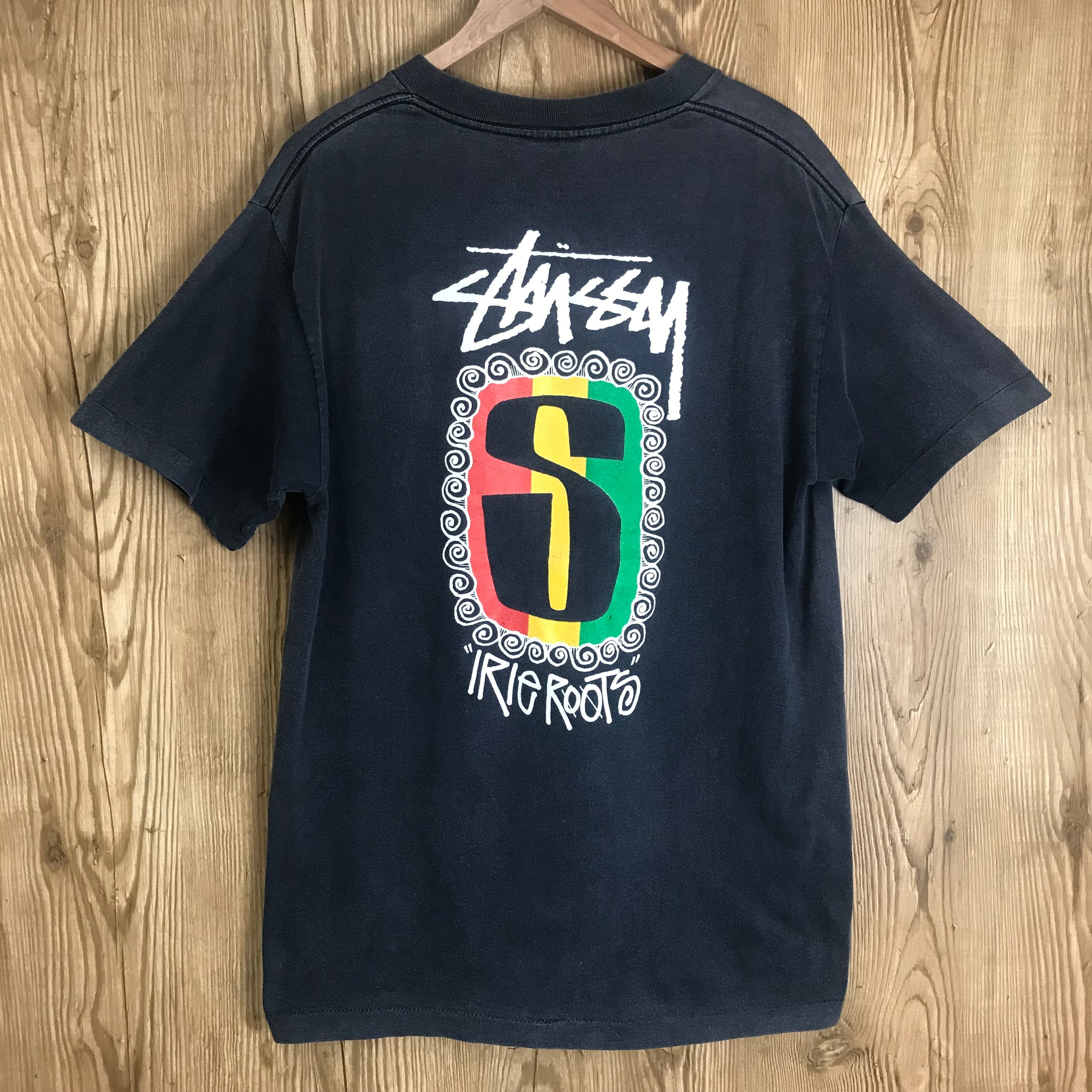 80s old stussy 総柄tシャツ ステューシー黒タグ