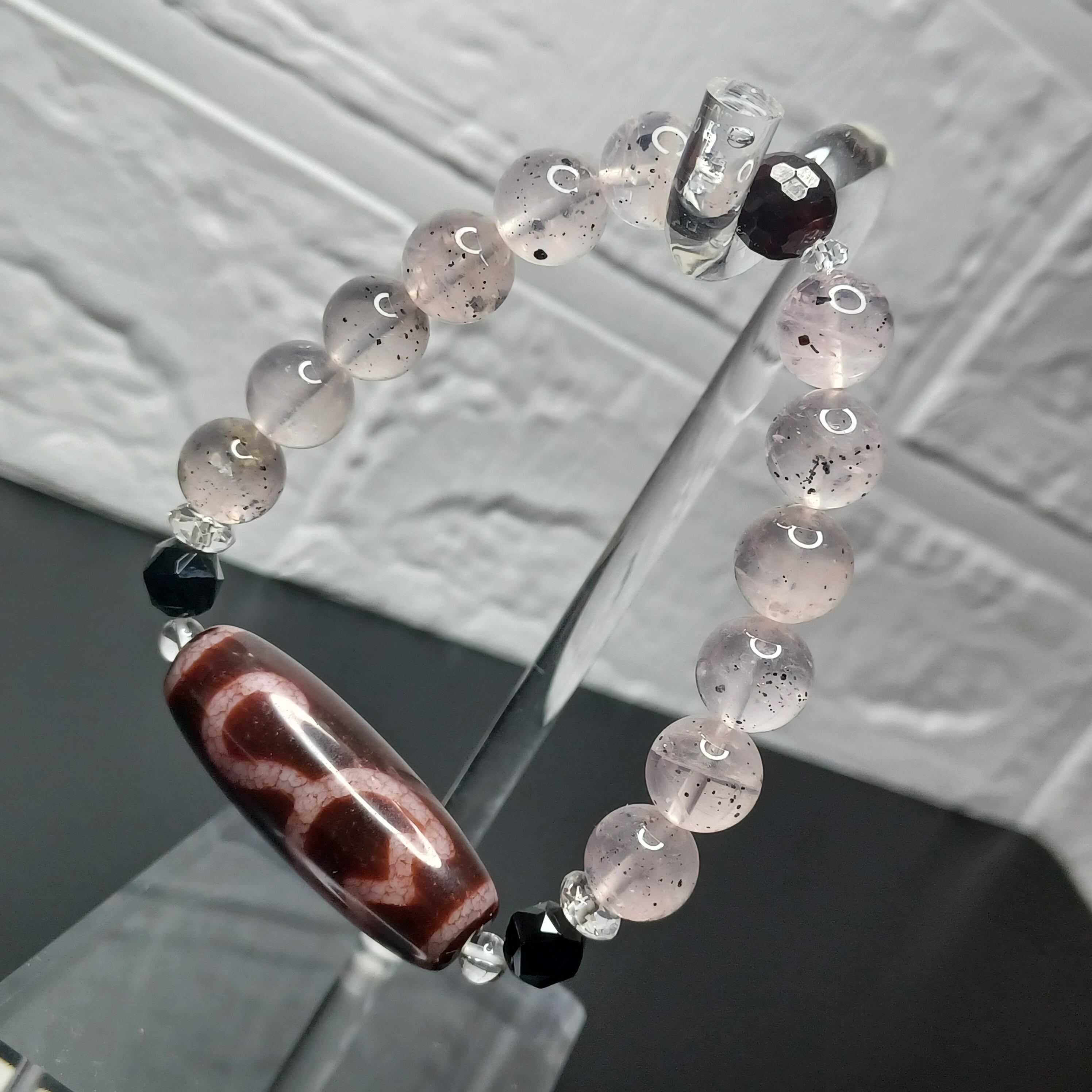 紅朱砂ドラゴン睡蓮花天珠