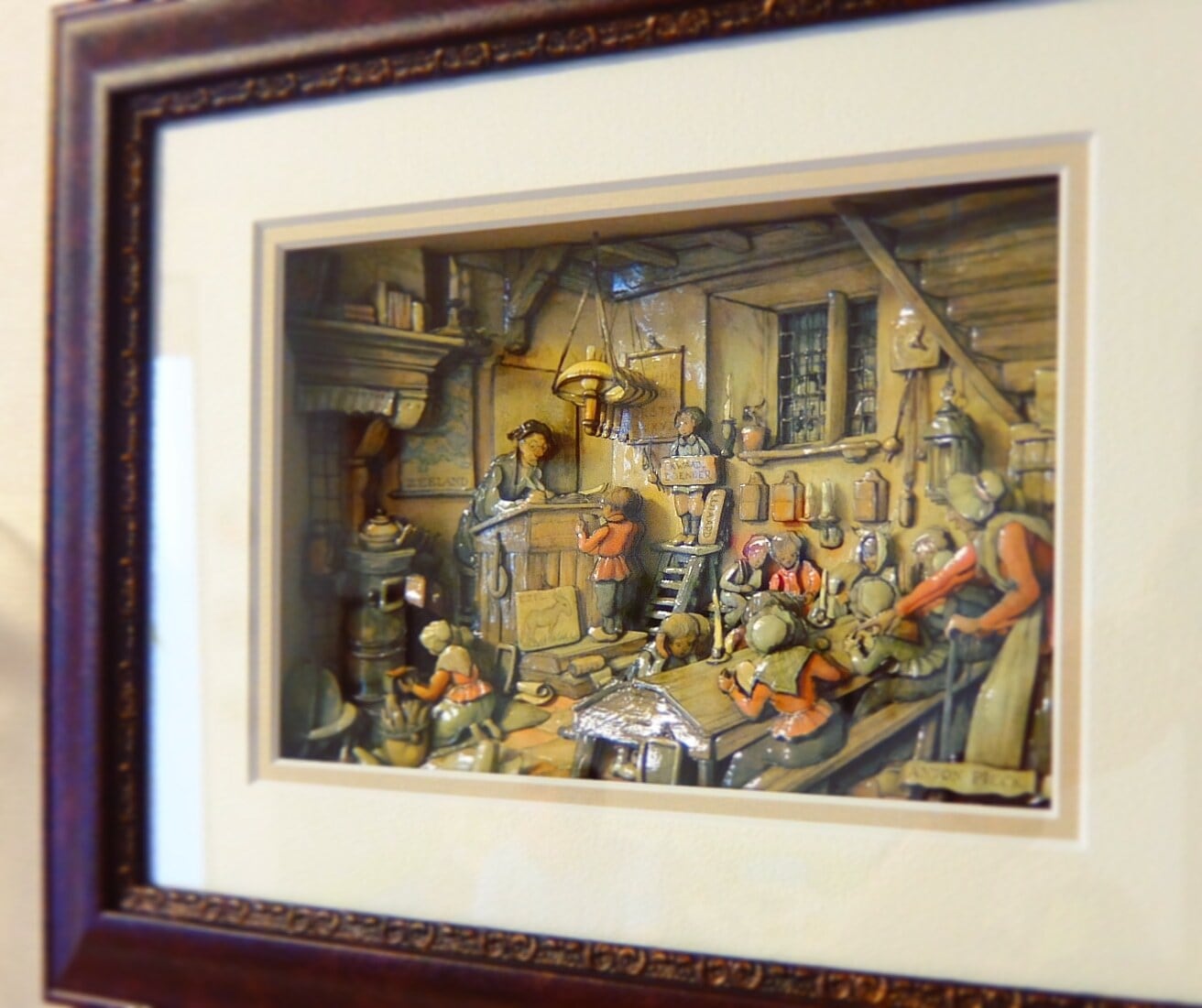 美品】 シャドーボックス Anton Pieck 印刷屋さん 完成品 立体作品