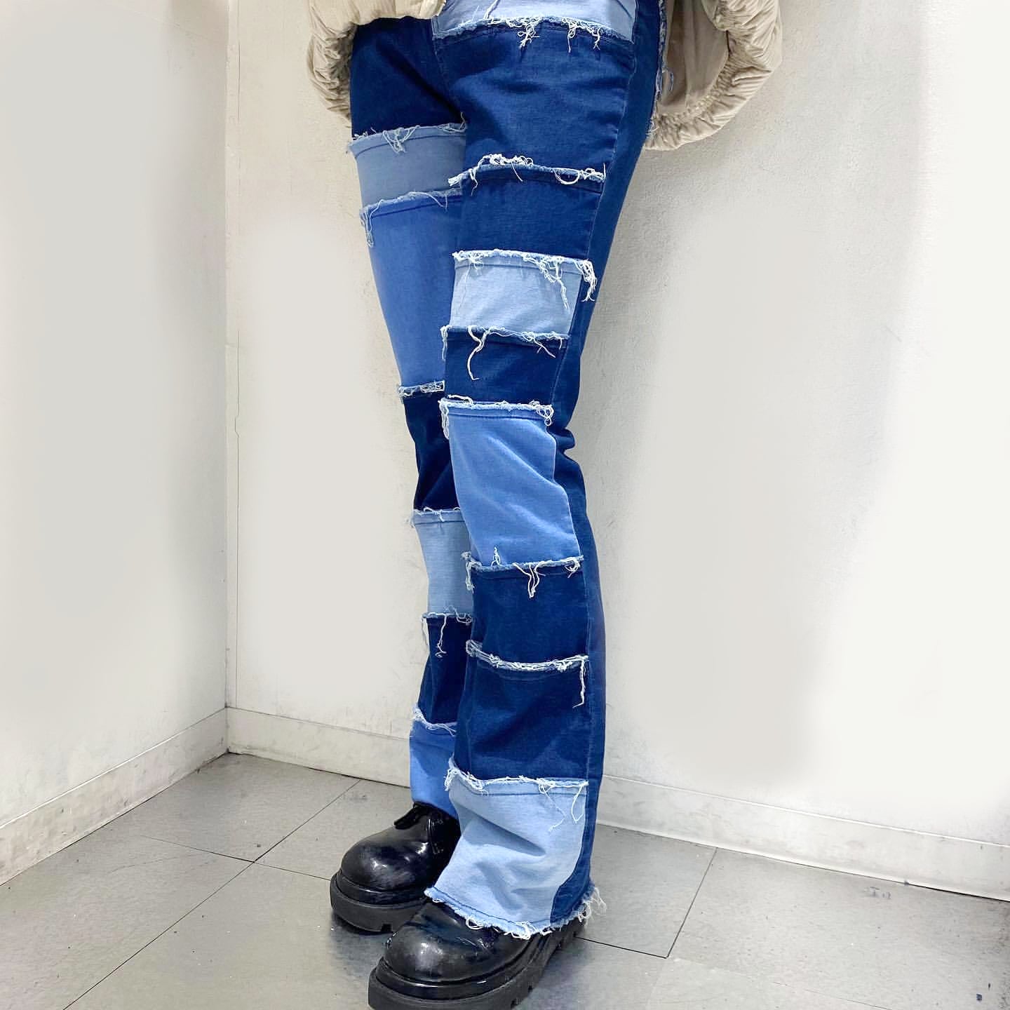 50%OFF】パッチワークデニムフレアパンツ | VOLCAN&APHRODITE