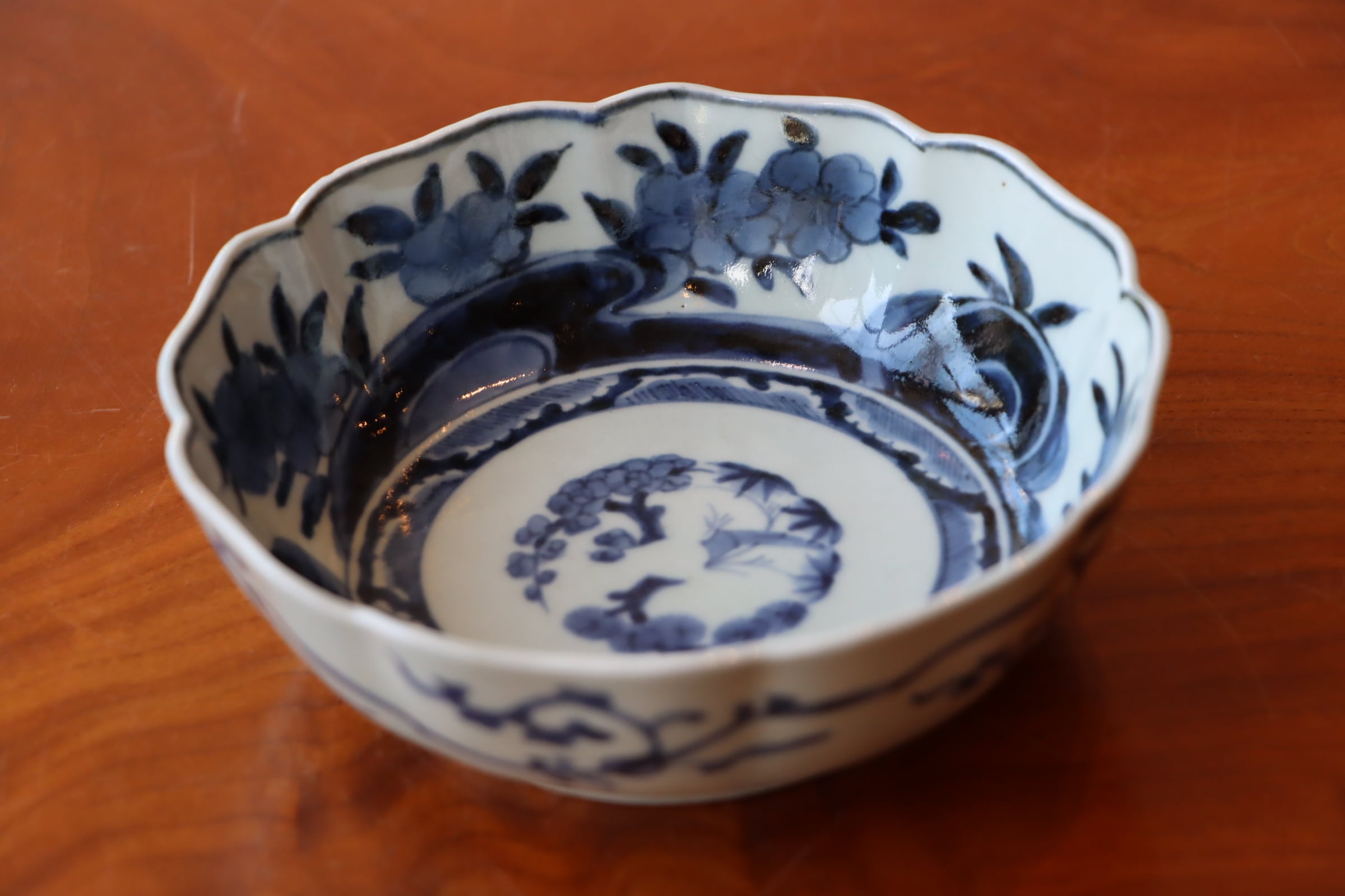 伊万里 海辺の舟 染付 中皿 5枚 [B31367] 伊万里 海辺の舟 染付 中皿 5