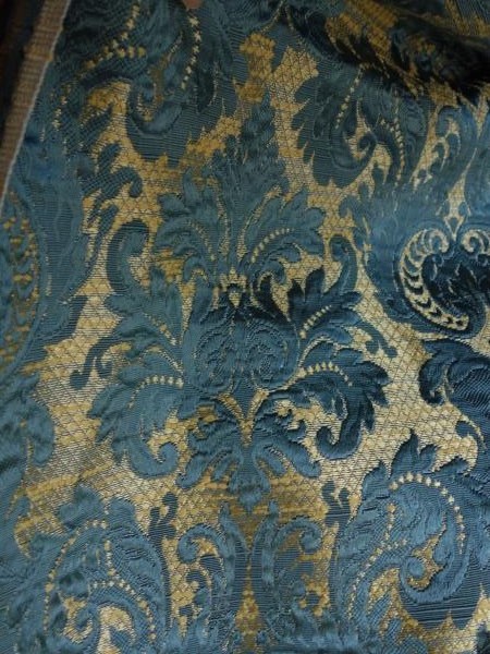 西洋骨董屋 フランスビンテージ ゴブラン生地 ブルー＆ゴールド
