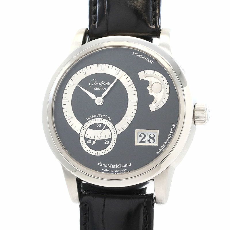 中古】GLASHUTTE ORIGINAL PANO MATIC LUNAR PLATINUM 950 グラス