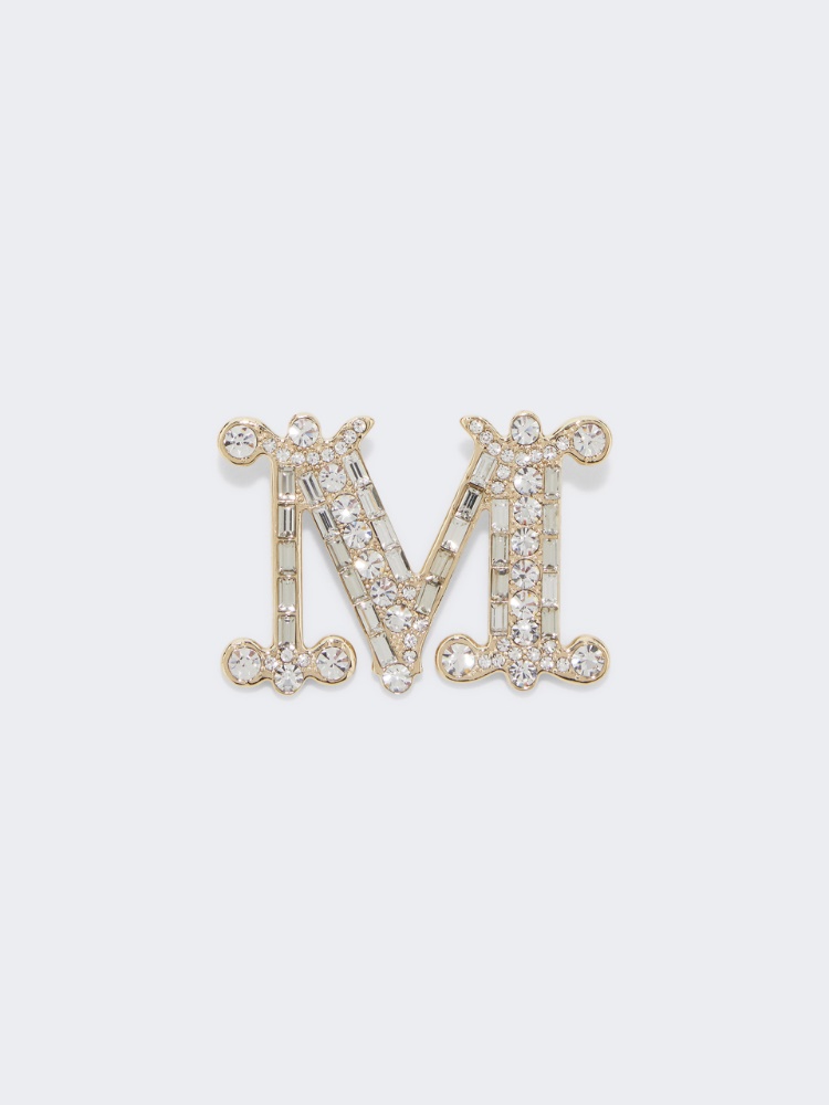 Crystal-adorned Monogram brooch, optical white | Max Mara