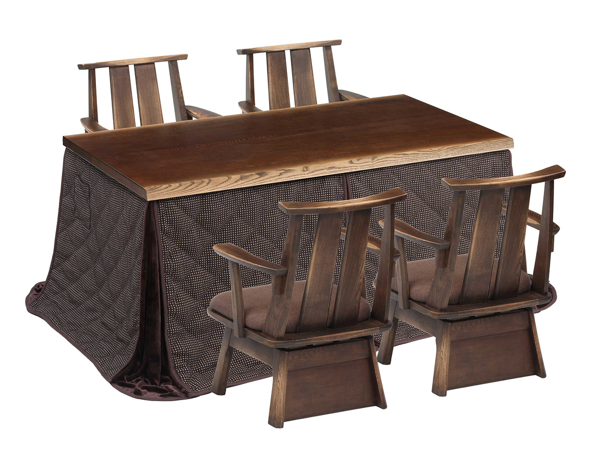 オールシーズン使える！無垢板のようなハイコタツテーブルセット『若葉