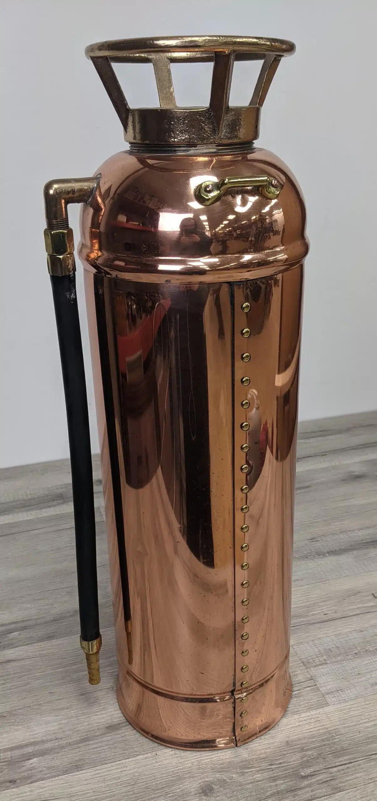 Vintage Polished and Lacquered Soda Acid Brass Fire Extinguisher