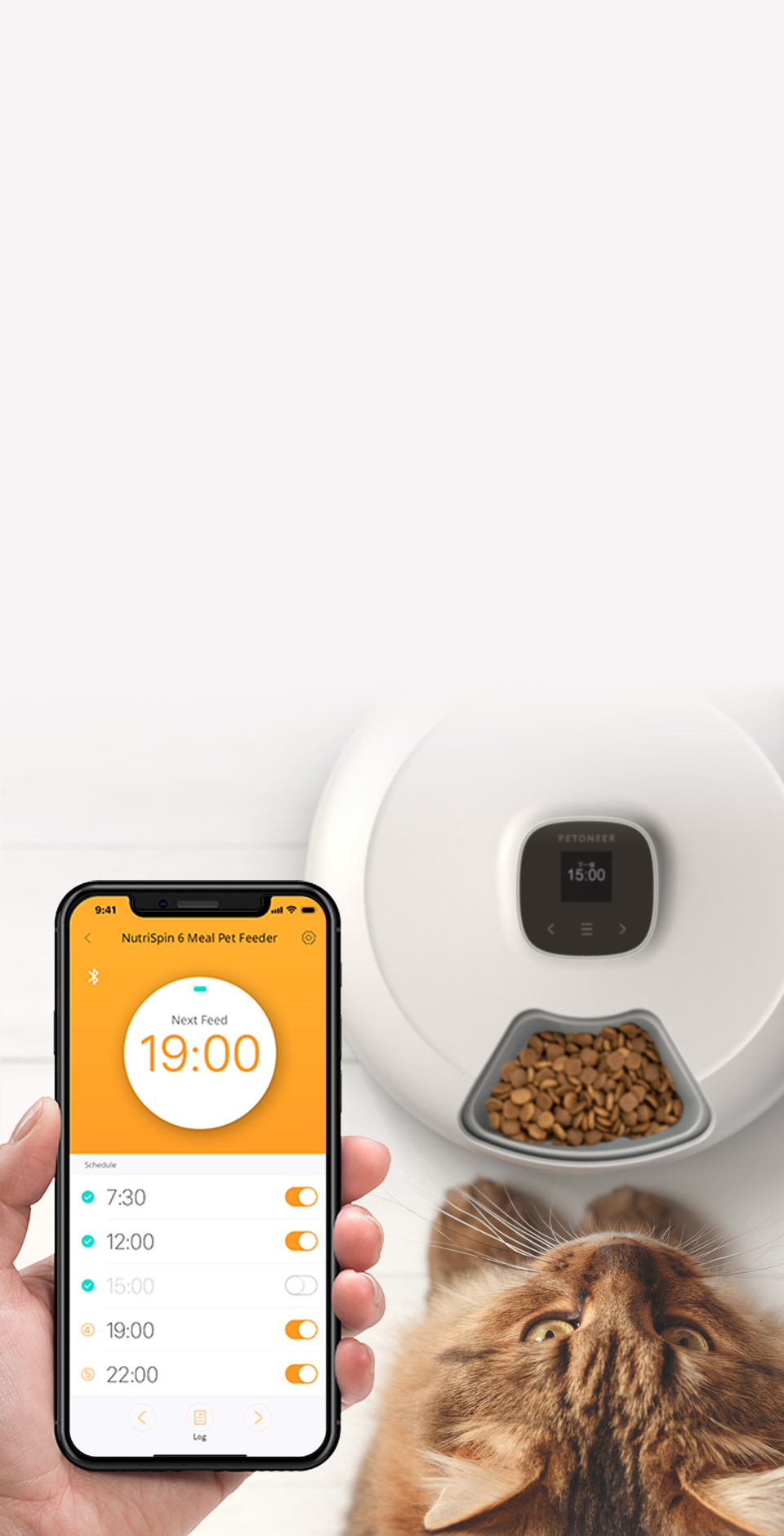 スマホ対応 犬猫用回転式自動給餌器 Petoneer NutriSpin 6 Meal Pet