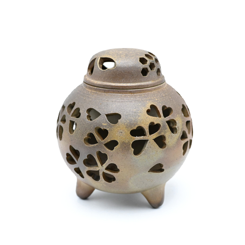 備前焼透かし香炉(桐箱付き)作家：山口功 - 備前焼通販ギャラリー