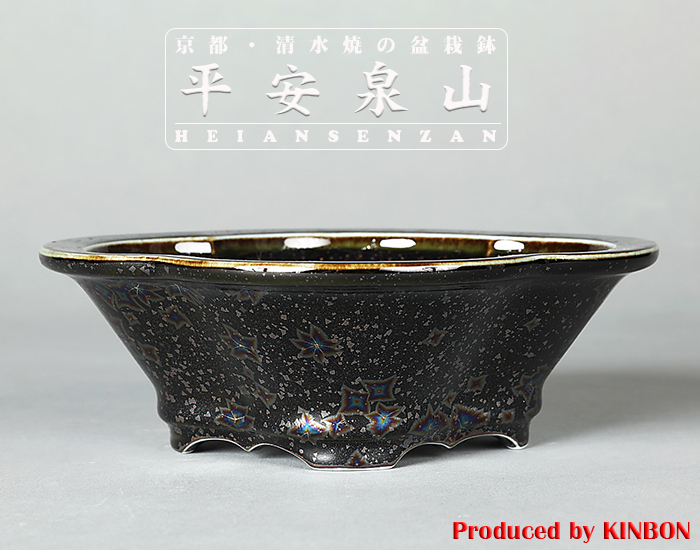 平安泉山黒釉星結晶木瓜式鉢(大) | 盆栽、盆栽書籍、盆栽鉢の通販